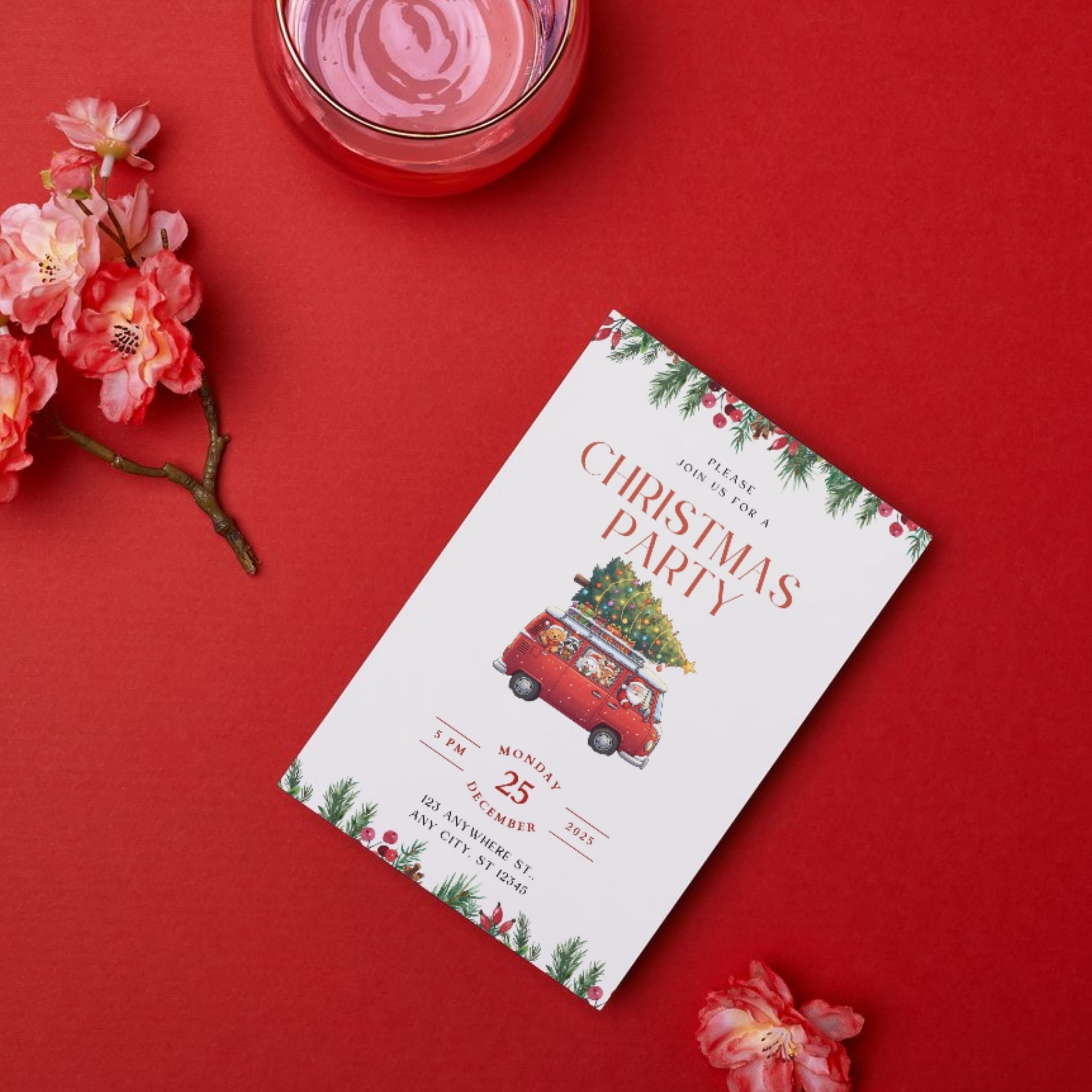 Printable Christmas invitation card mockup – 5x7 holiday event invite design