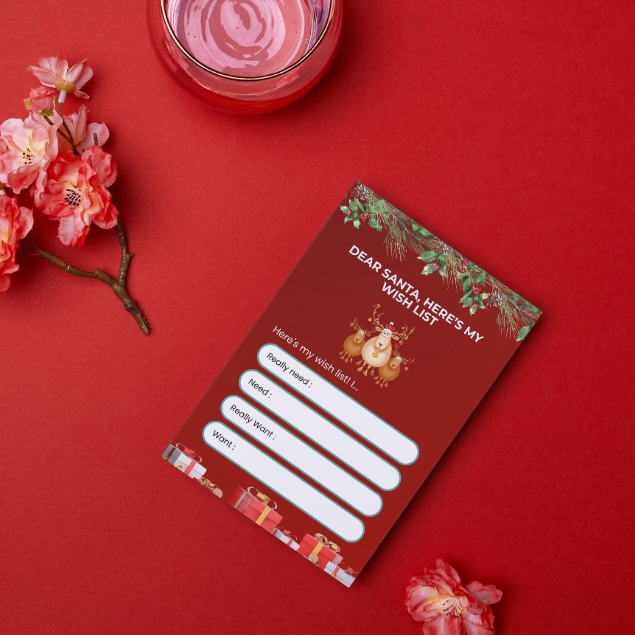 A4 holiday wishlist card – Christmas wish list printable design