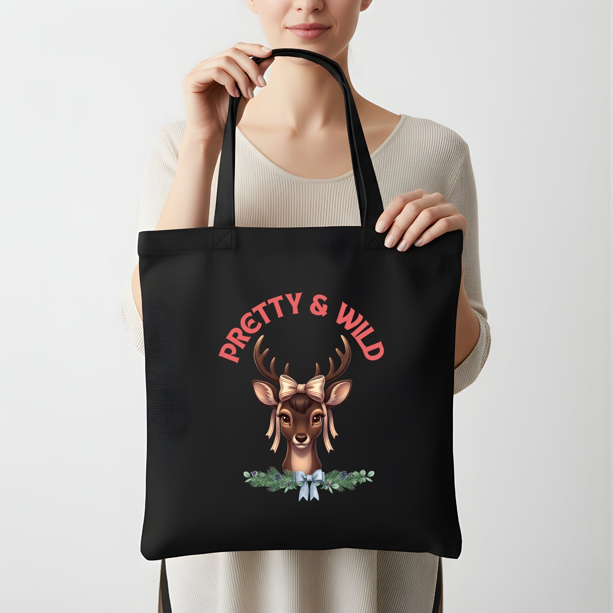 digital tote bag design Merry Bright Christmas