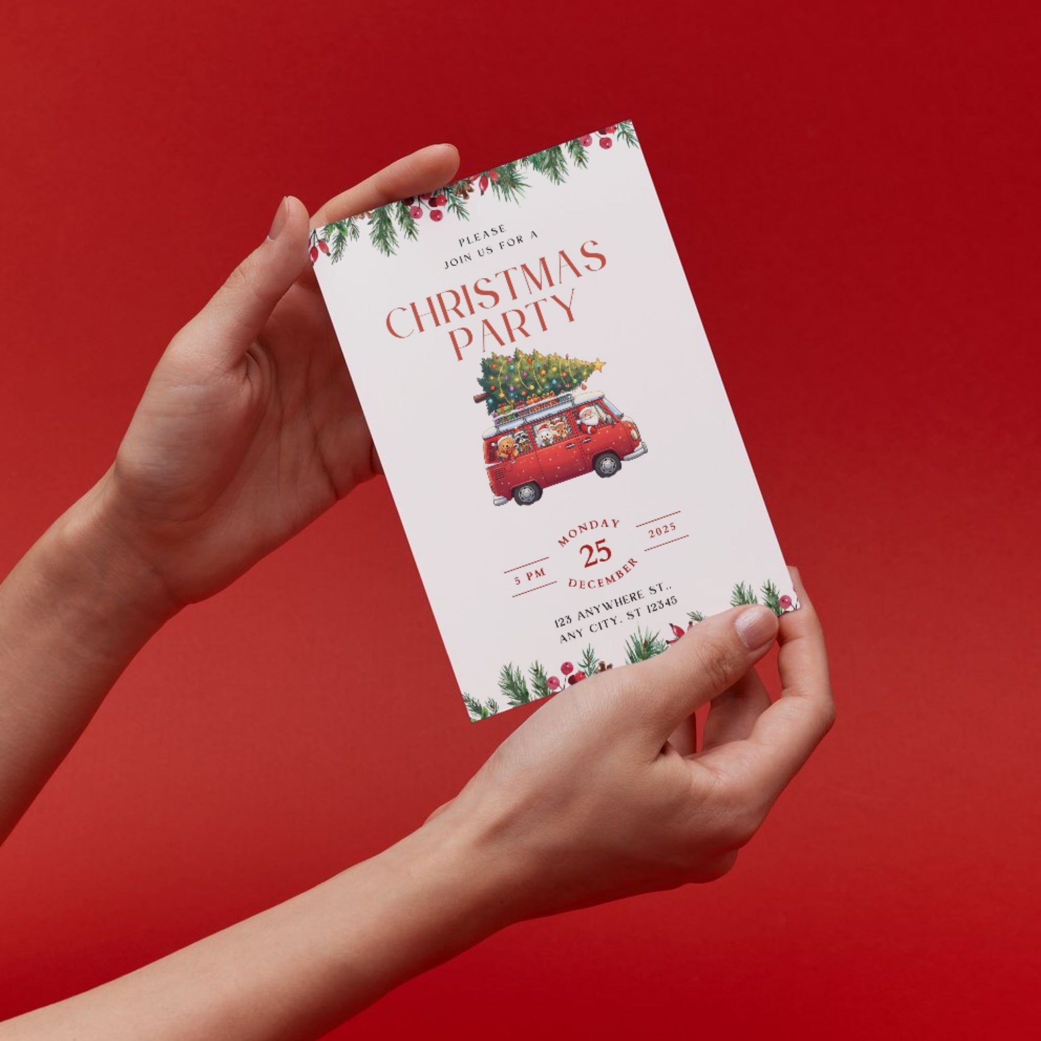 Printable Christmas invitation card mockup – 5x7 holiday event invite design