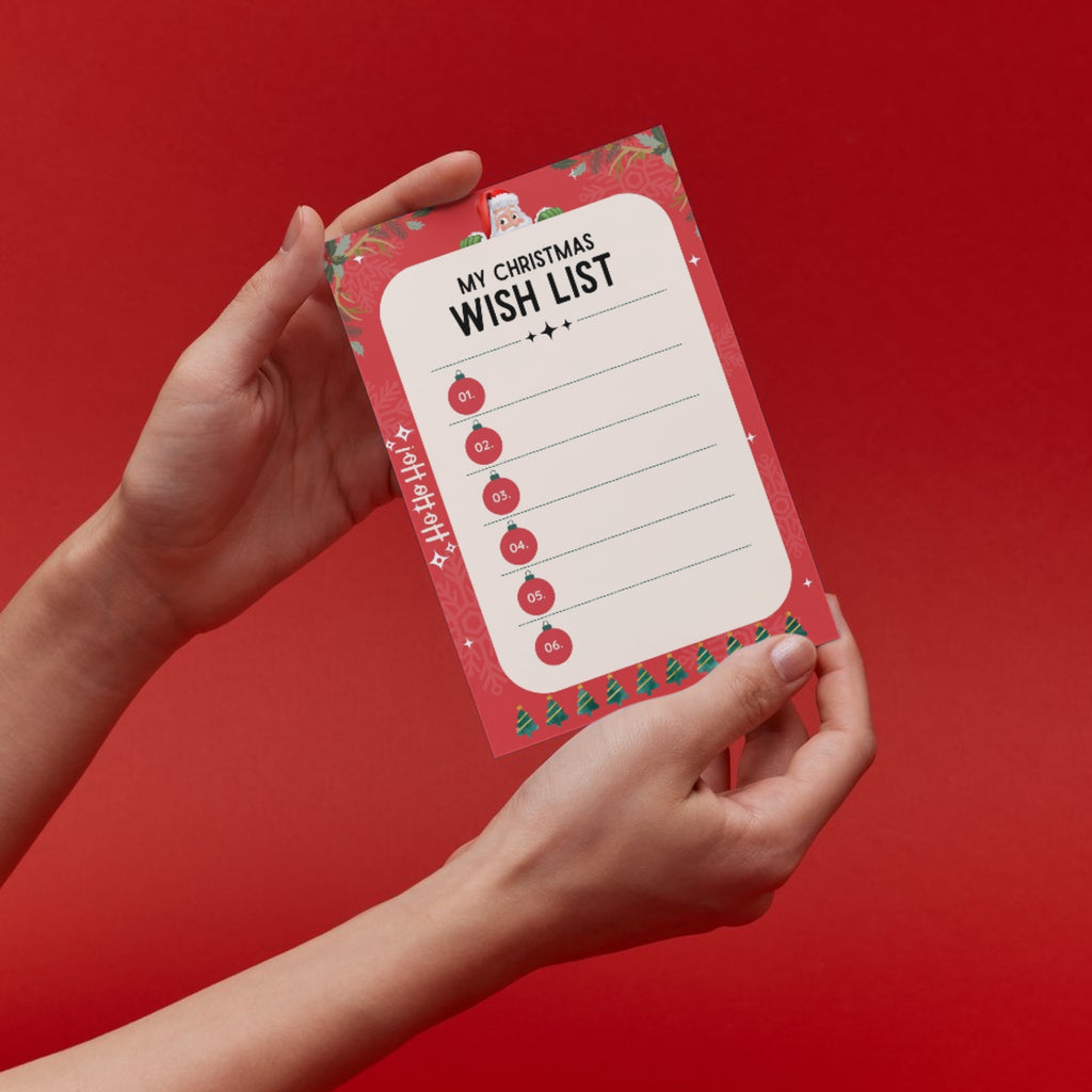 A4 Christmas Wish List stationery – printable holiday wishlist card