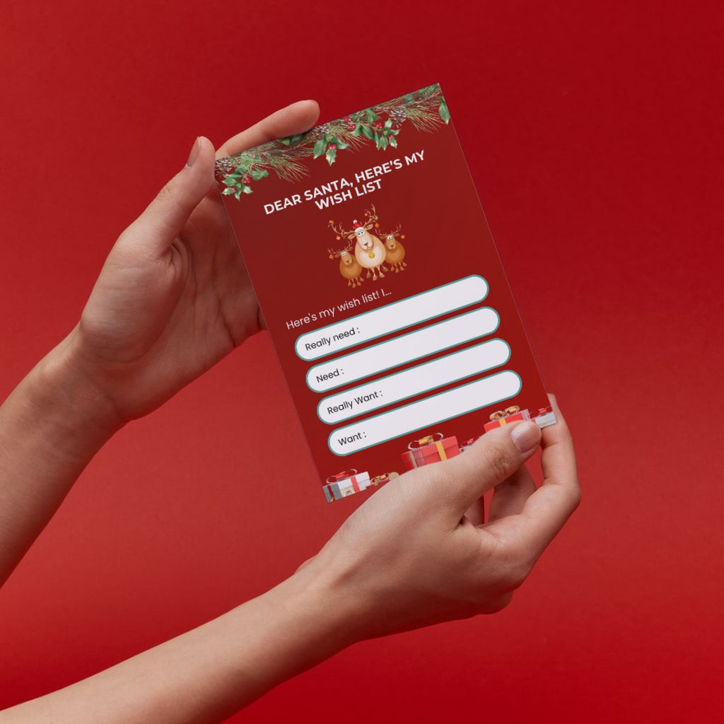 A4 holiday wishlist card – Christmas wish list printable design