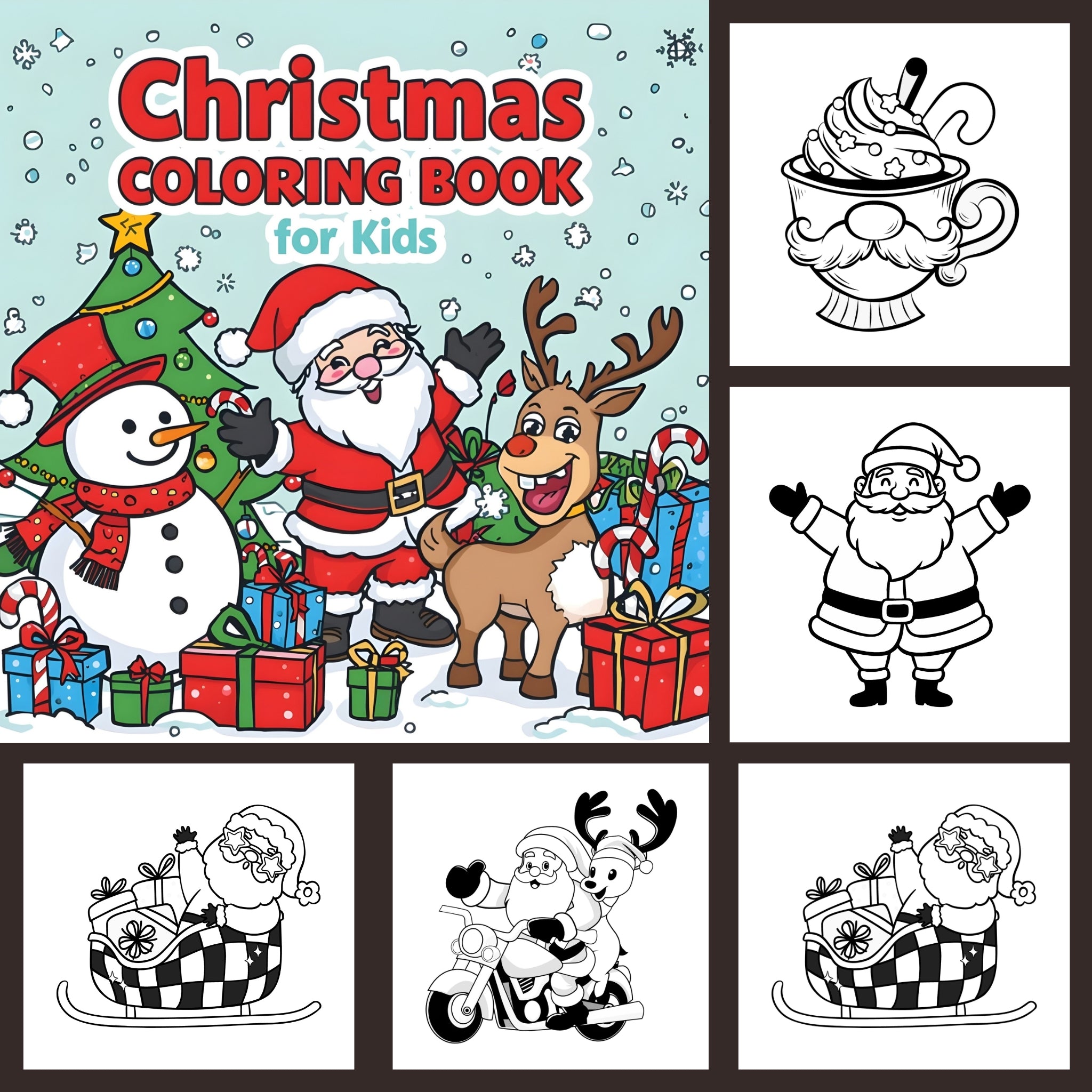 kids christmas coloring book 39 pages printable PDF