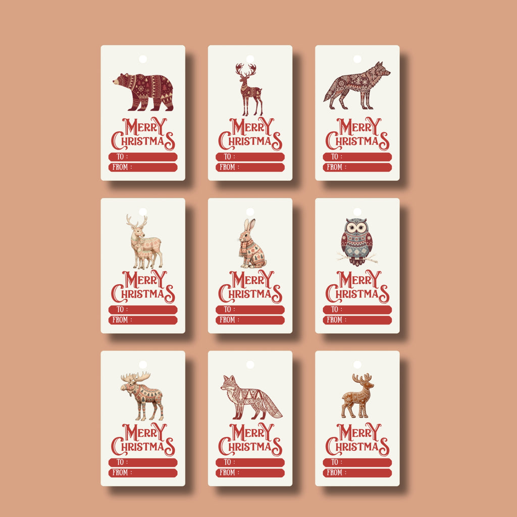 Christmas Gift Tags Printable | 9 Tag Designs in One PDF
