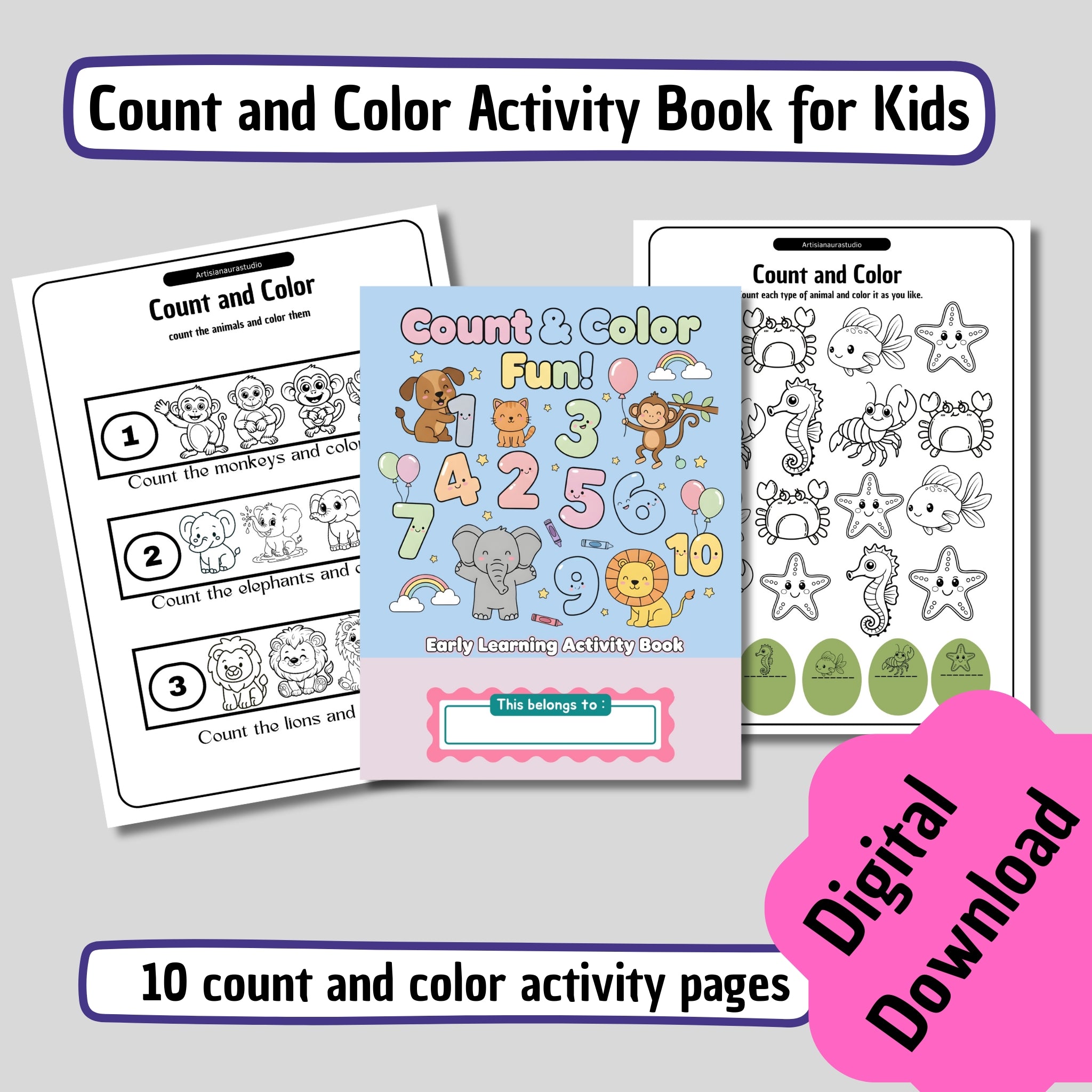 Count & Color Activity Book for Kids | Printable Counting Coloring Pages
