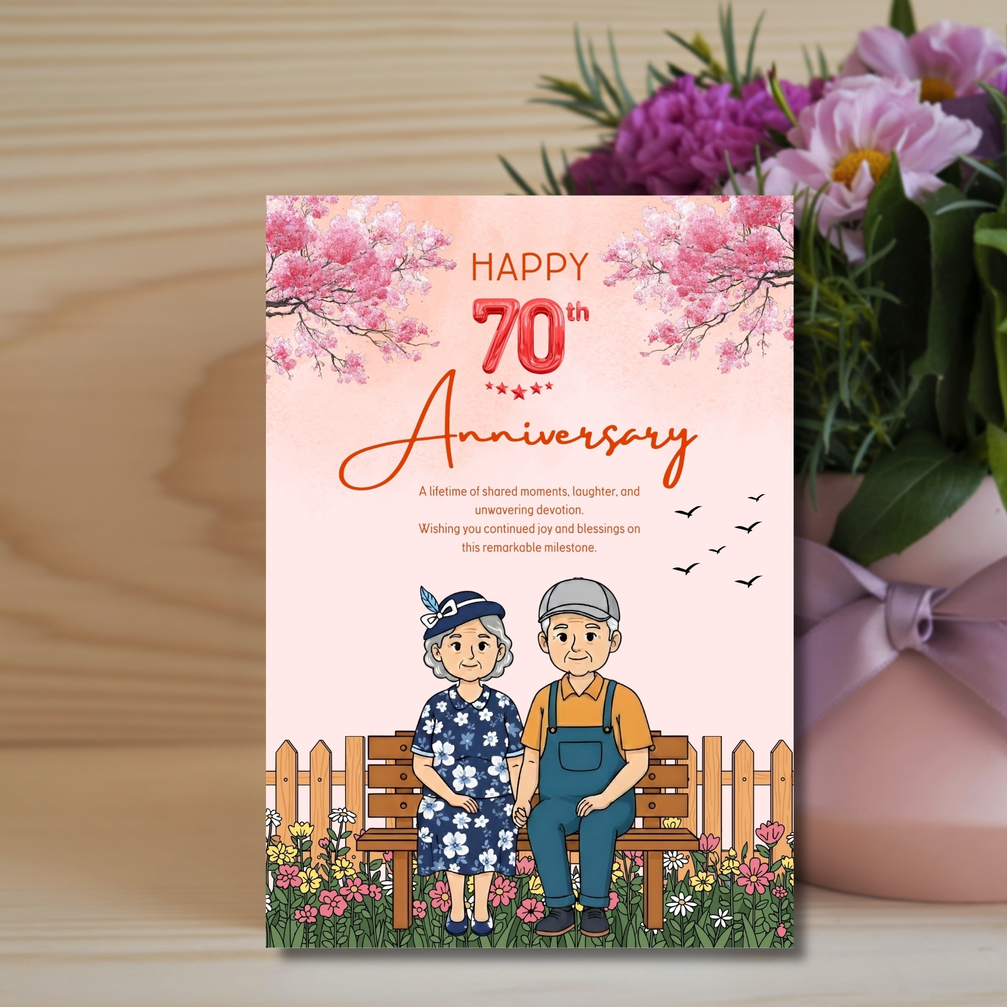 🎉 70th Anniversary Card – Digital Download (5×7 PDF)