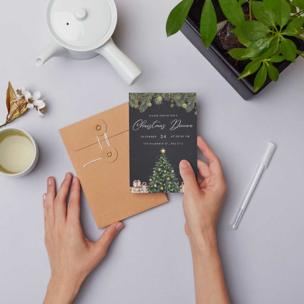 Printable 5x7 Christmas invitation card designs PDF