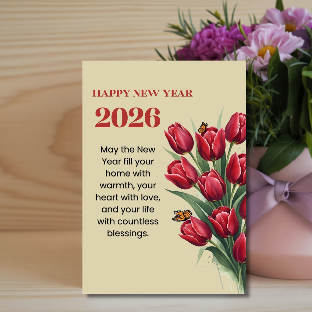 2026 Printable New Year Card 5×7” – Instant Digital Download PDF
