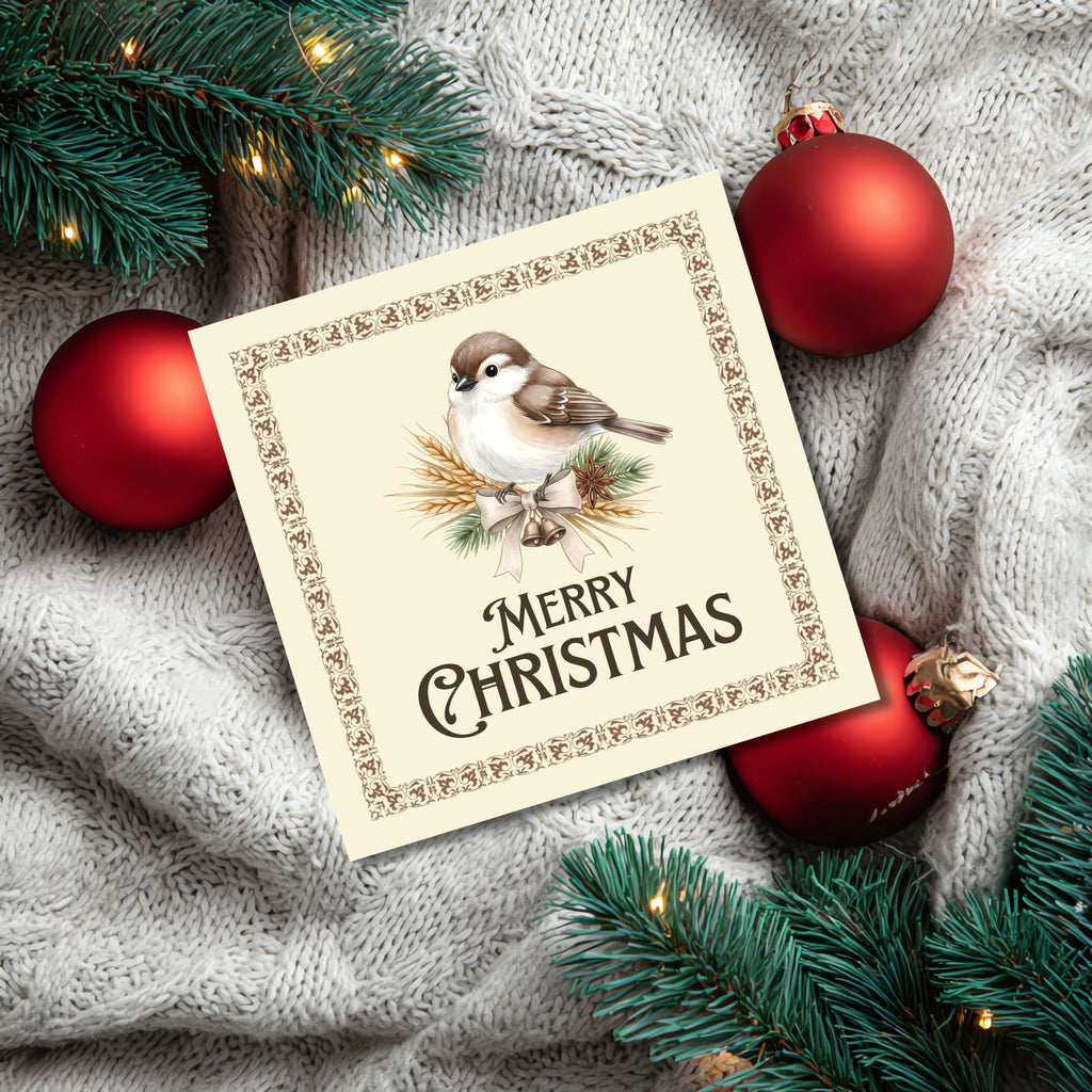 Vintage Rustic Christmas Printable Cards – Square Holiday Card Pack – 6x6, 5x5 & 4x4 PDF