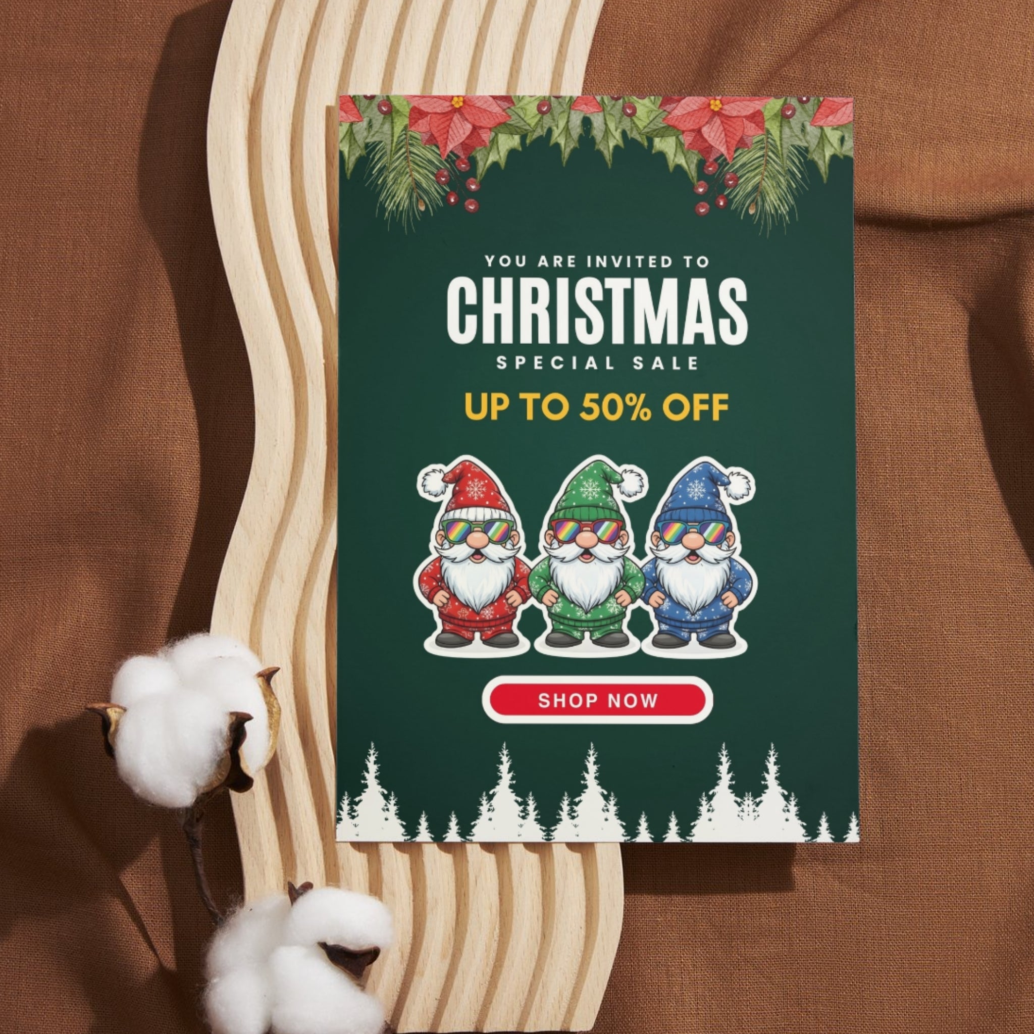 Christmas sale card printable 4x6 holiday promotion