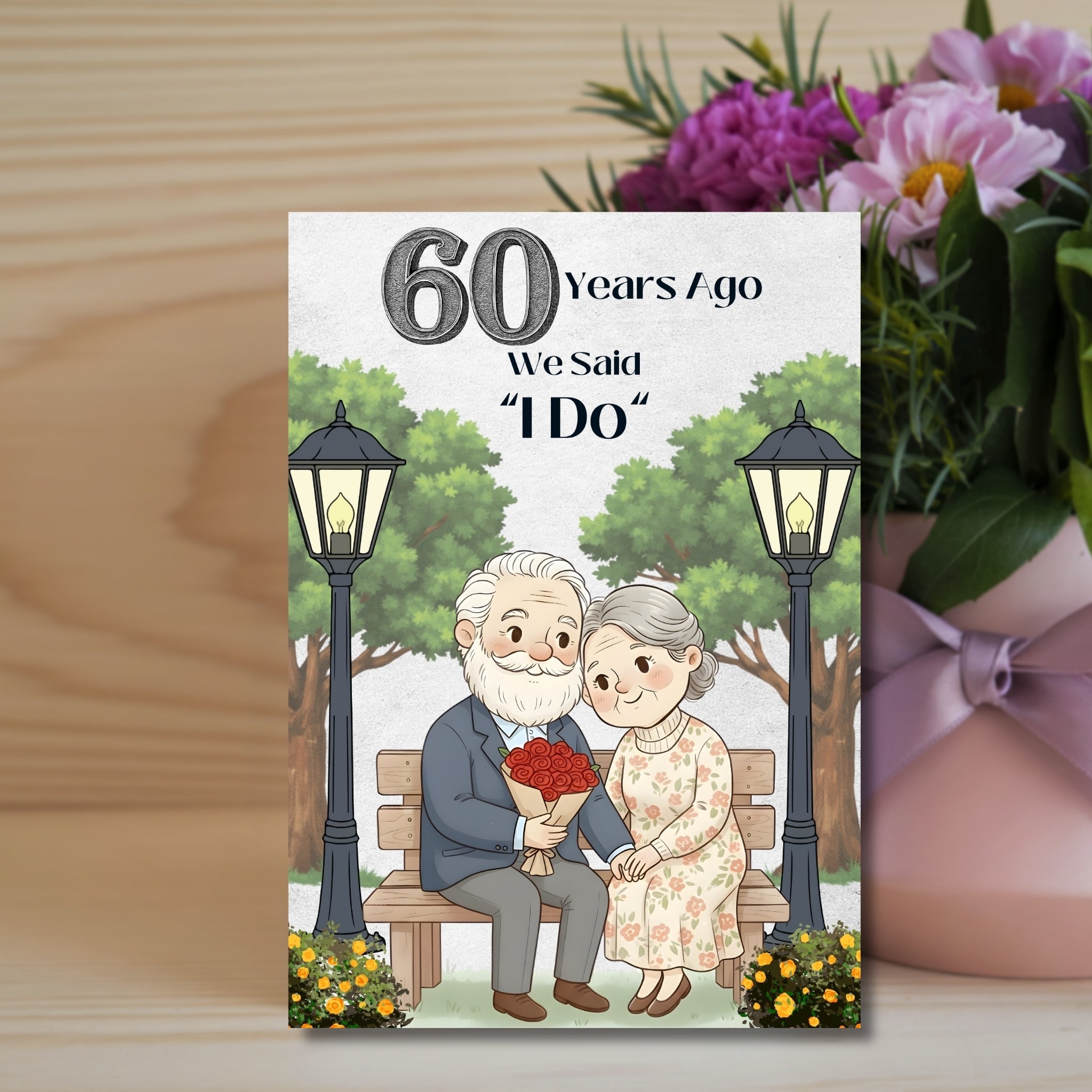 🎉 60th Anniversary Card – Digital Download (5×7 PDF)