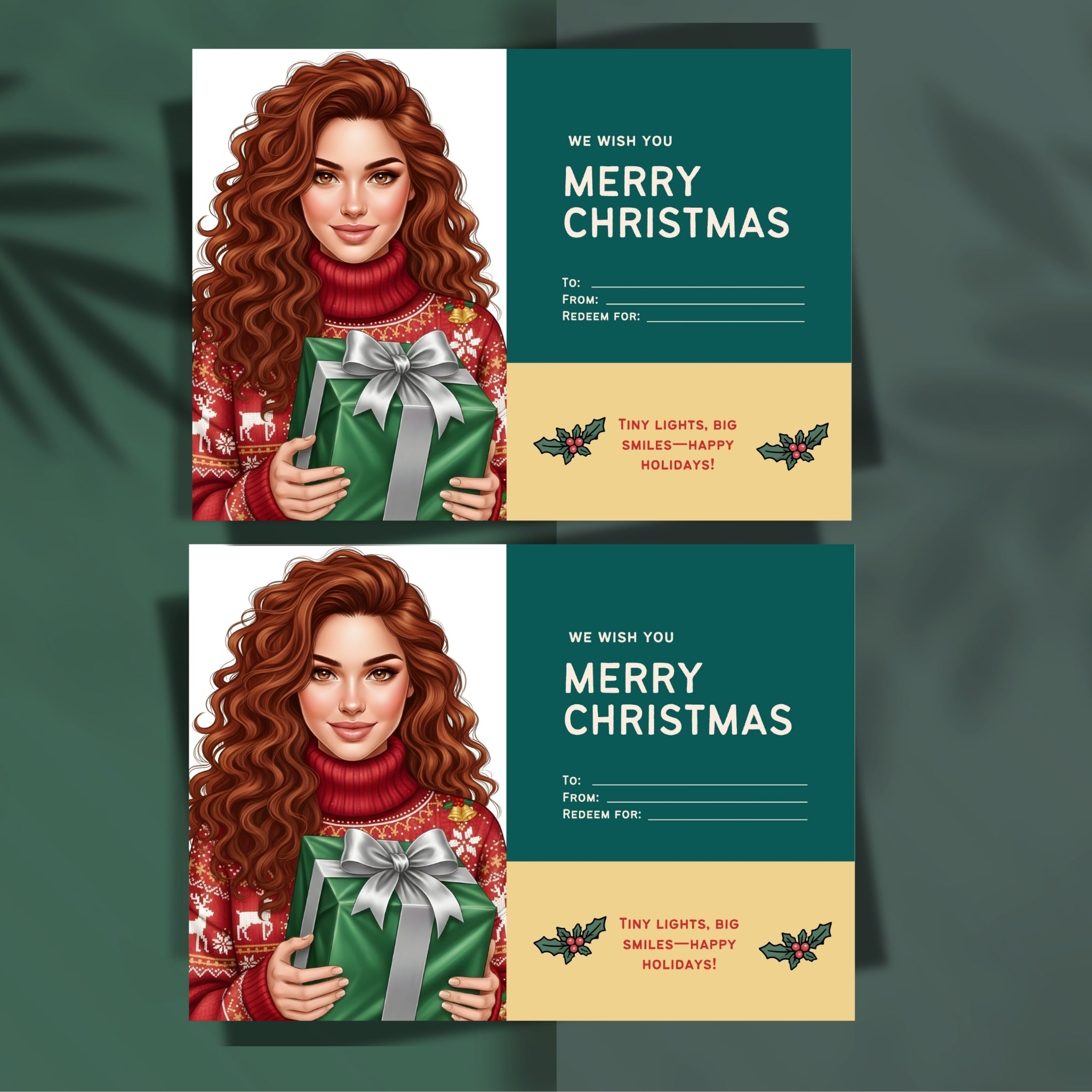 Holiday Gift Card Printable – 7×5” Christmas PDF | Instant Download