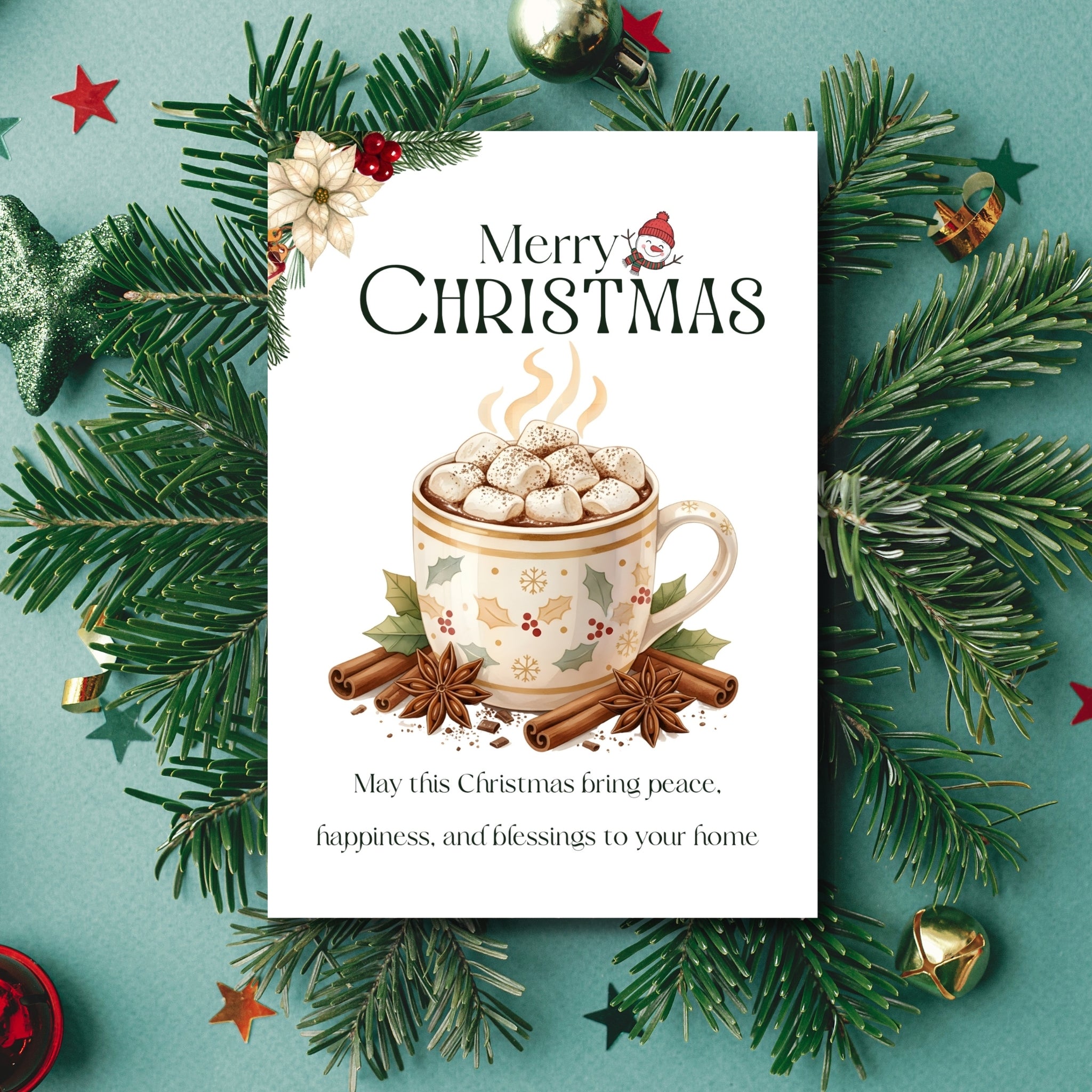 Christmas greeting card printable winter holiday design