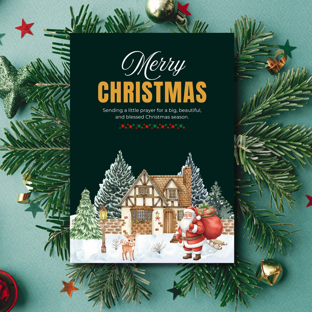 printable holiday greeting card festive design 5 by 7 inches