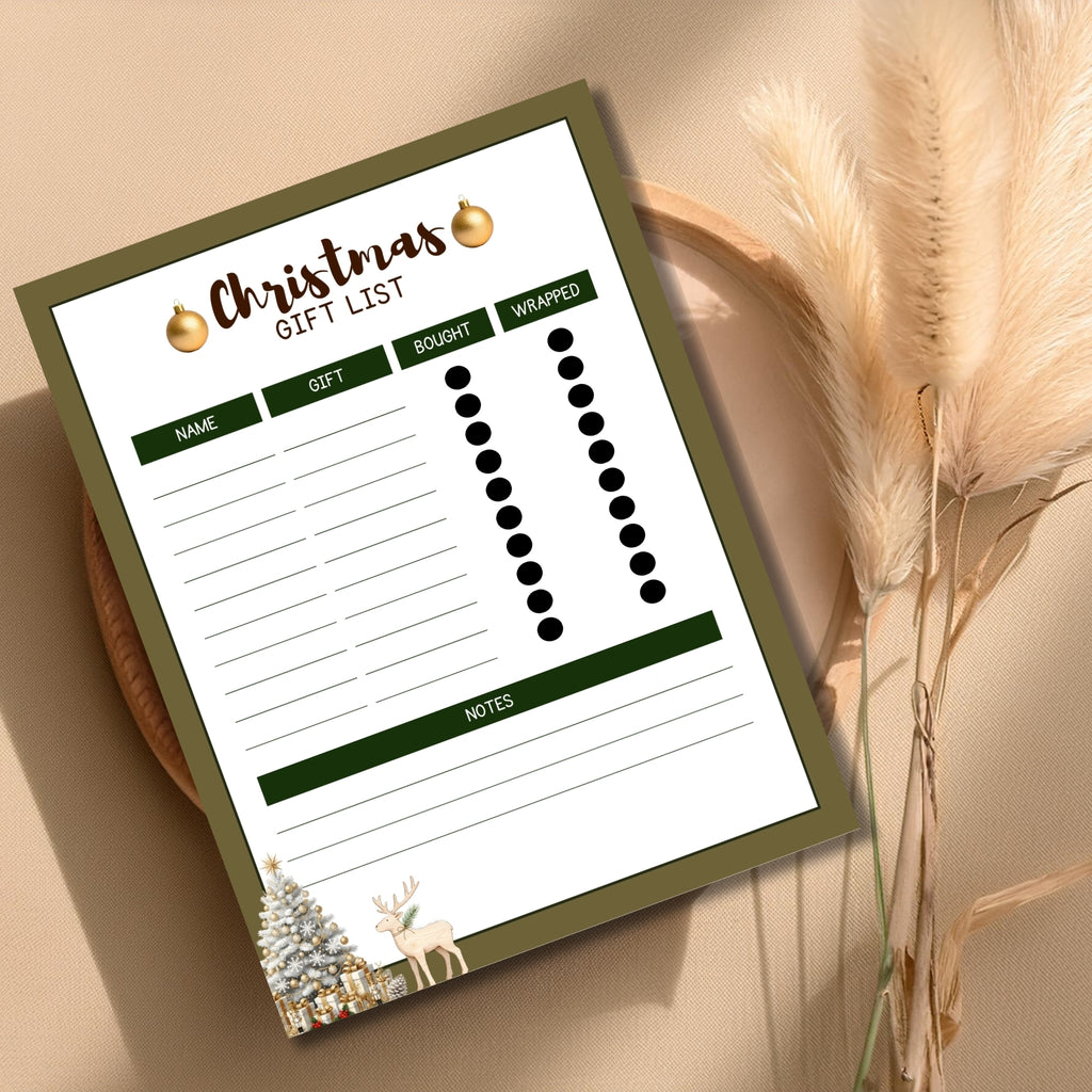 Christmas Gift List Planner 8.5×11” – Printable Holiday Organizer | Instant PDF