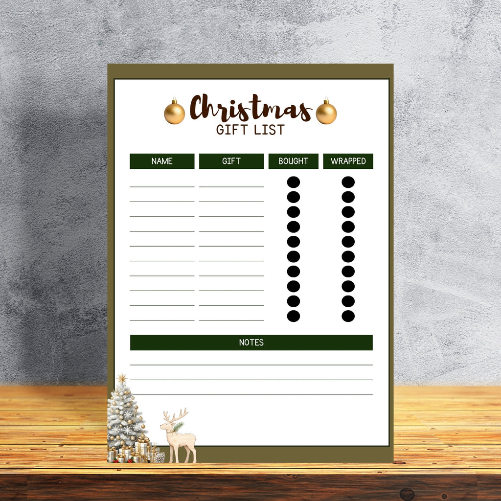 Christmas Gift List Planner 8.5×11” – Printable Holiday Organizer | Instant PDF