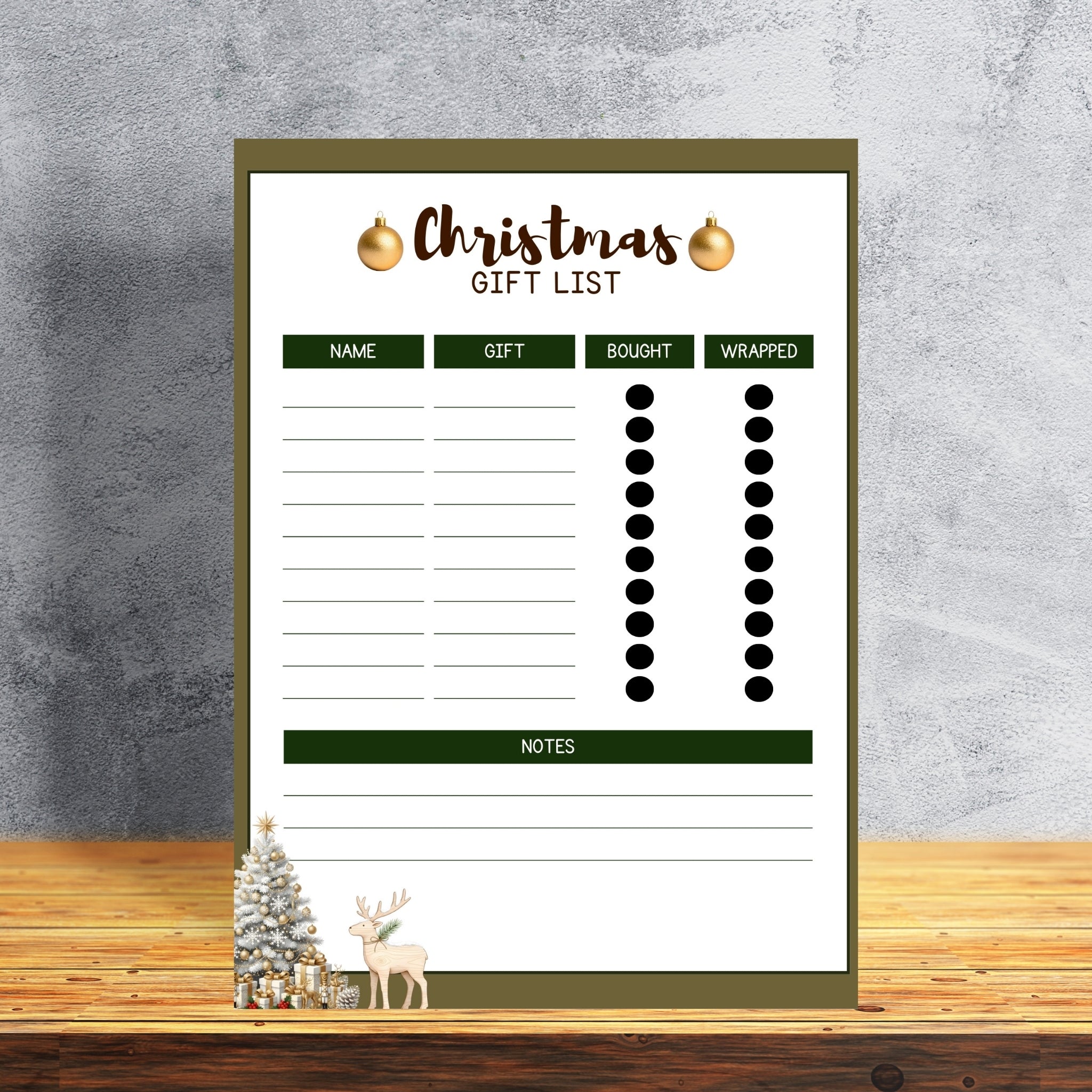 Christmas Gift List Planner 8.5×11” – Printable Holiday Organizer | Instant PDF