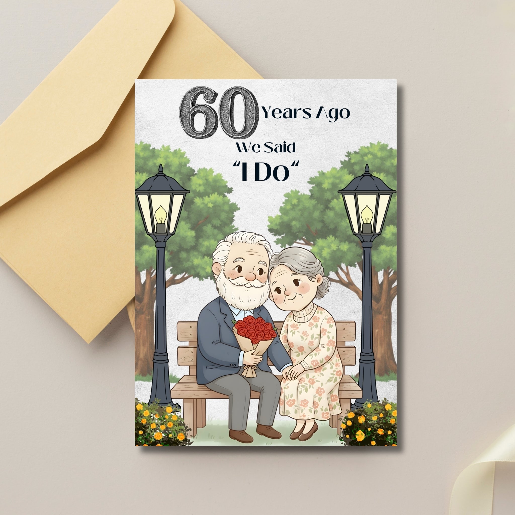 🎉 60th Anniversary Card – Digital Download (5×7 PDF)