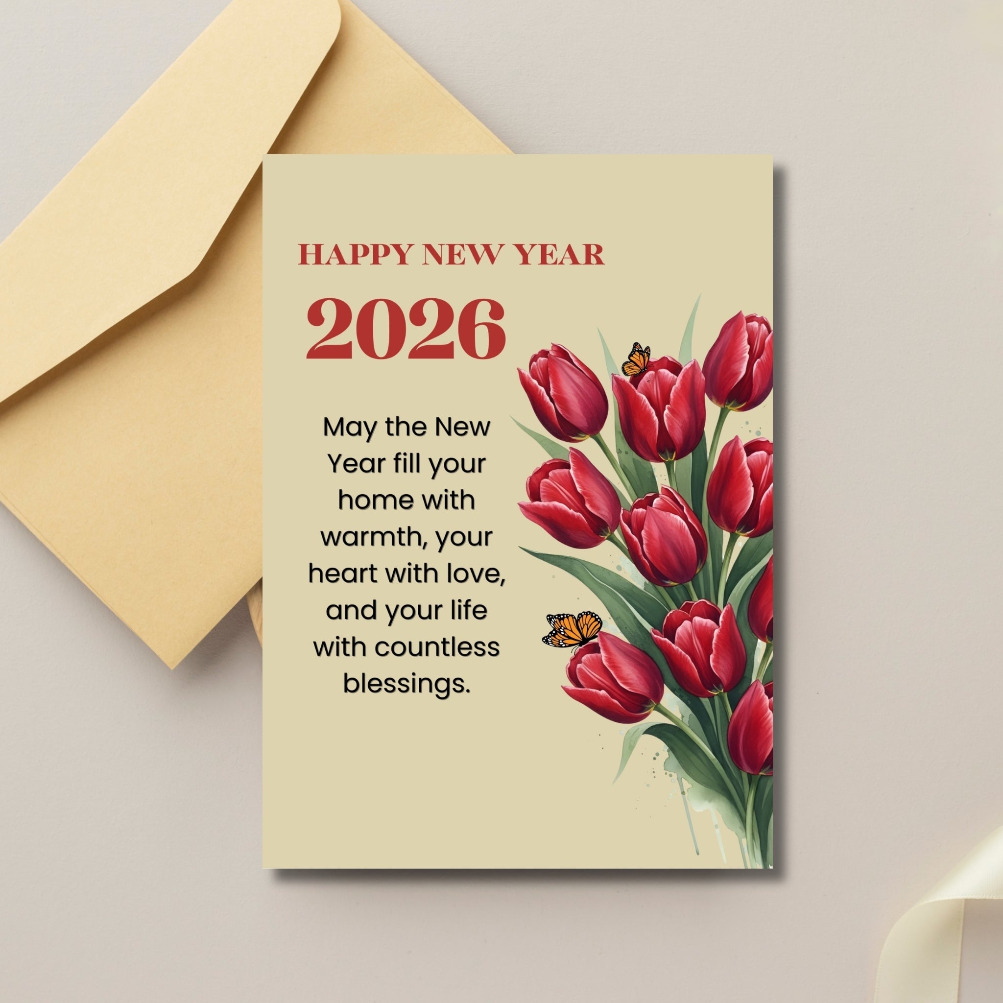 2026 Printable New Year Card 5×7” – Instant Digital Download PDF