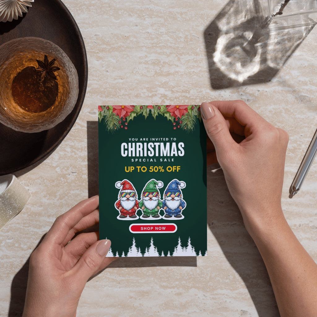 Christmas sale card printable 4x6 holiday promotion