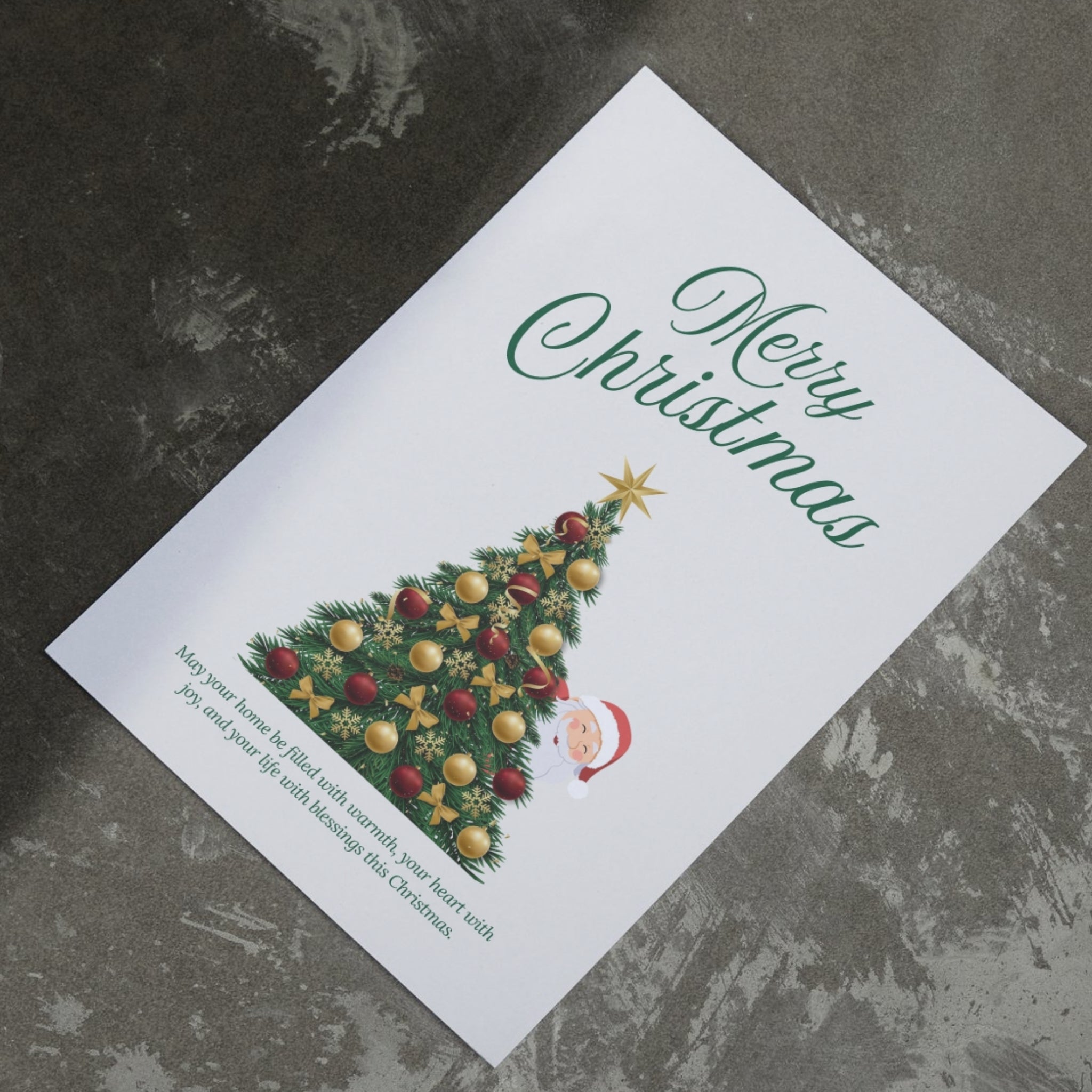 Festive Merry Christmas 5x7 printable greeting card digital download