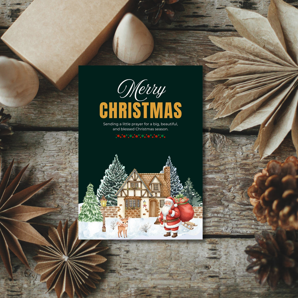 printable holiday greeting card festive design 5 by 7 inches