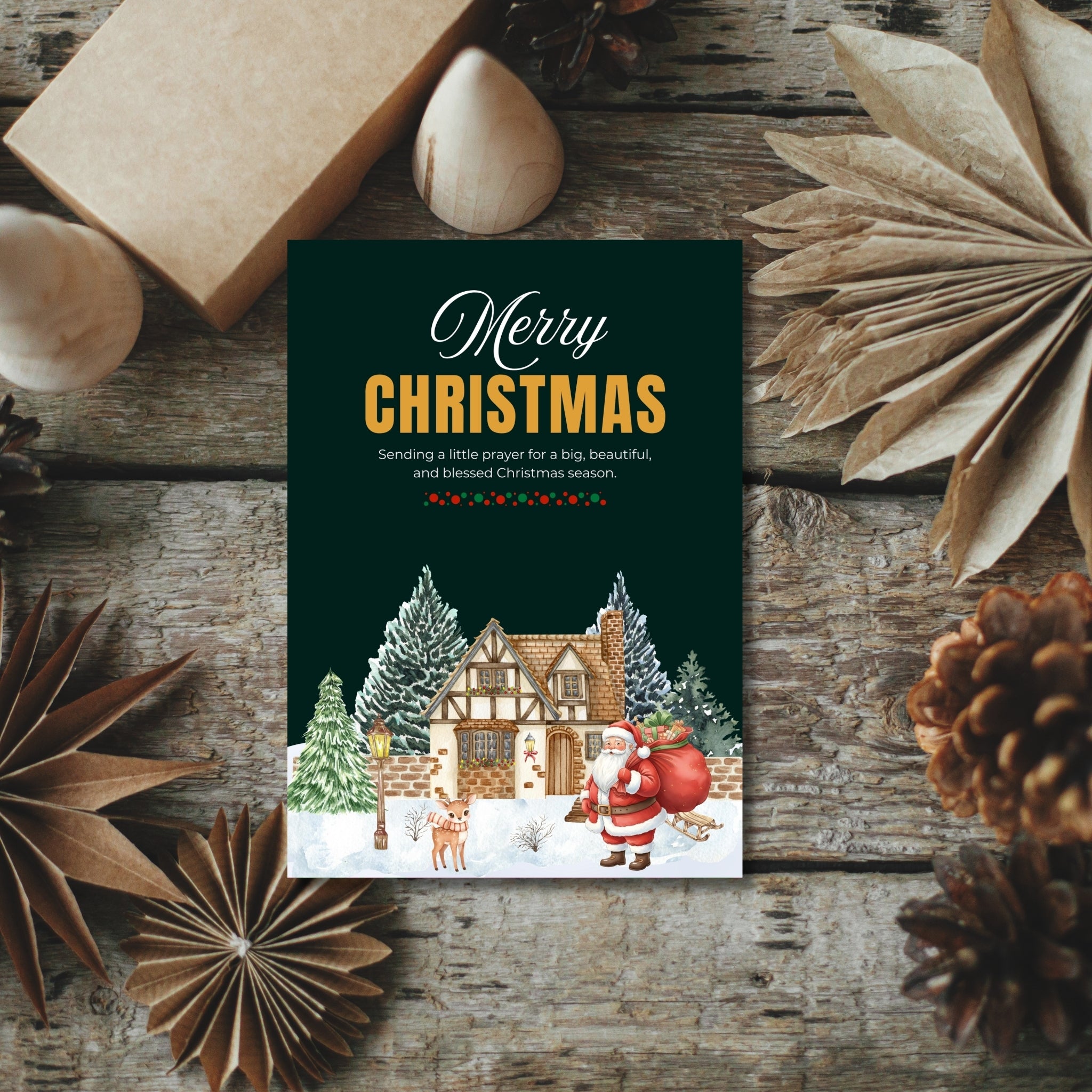 printable holiday greeting card festive design 5 by 7 inches