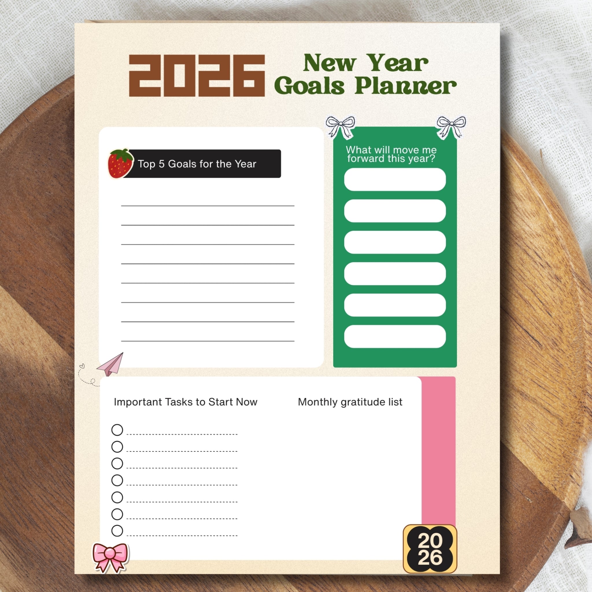 2026 One-Page New Year Goals Planner