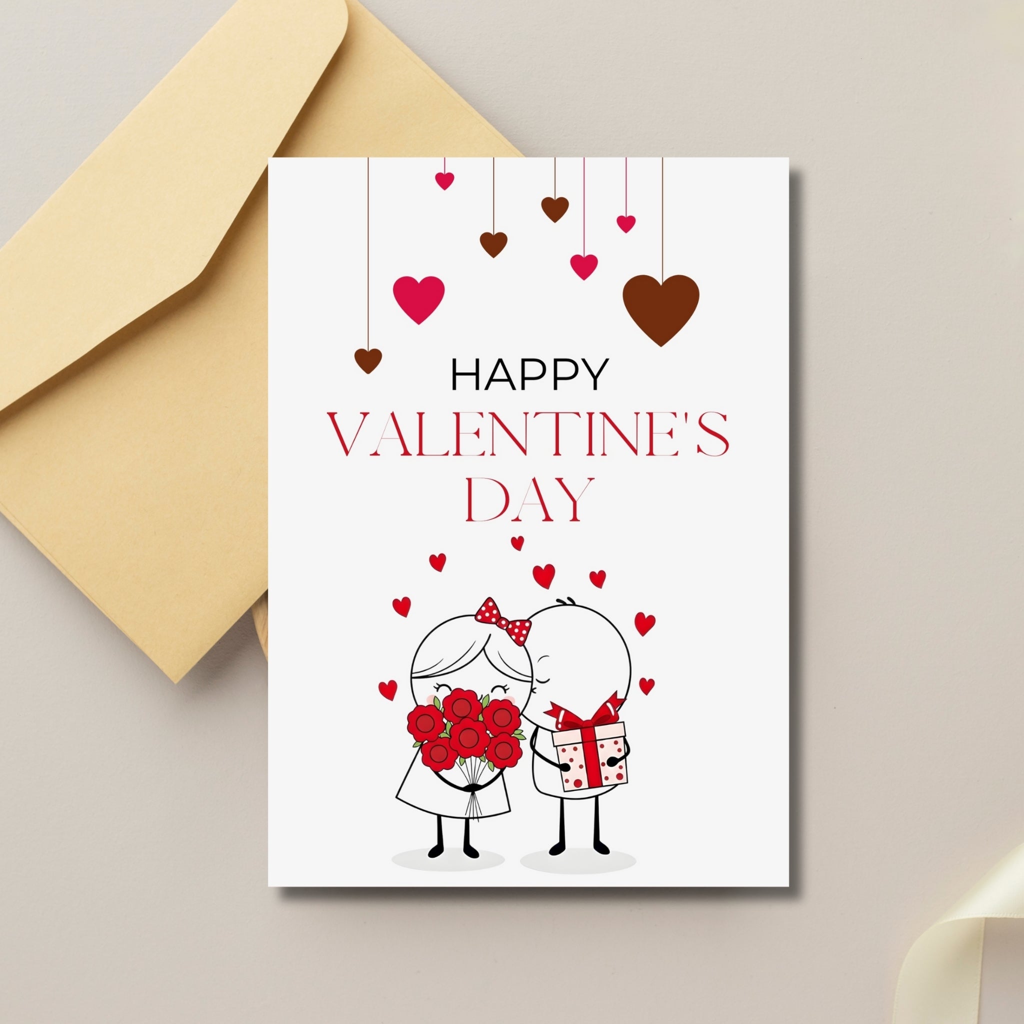 Valentine’s Day Printable Cards | 5 Cute Illustrated Designs | Digital 5×7 Love Cards