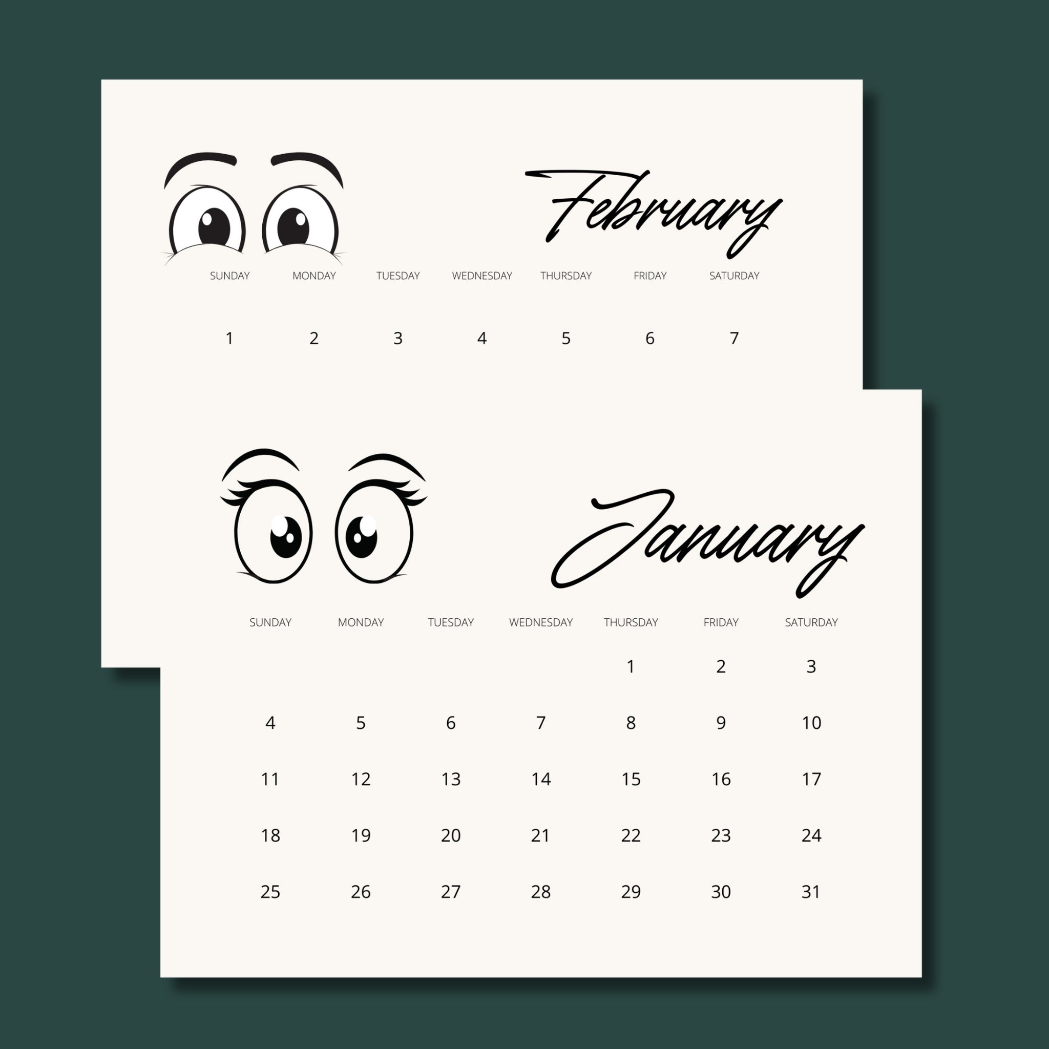 2026 Landscape Calendar – 11×8.5" One-Page PDF