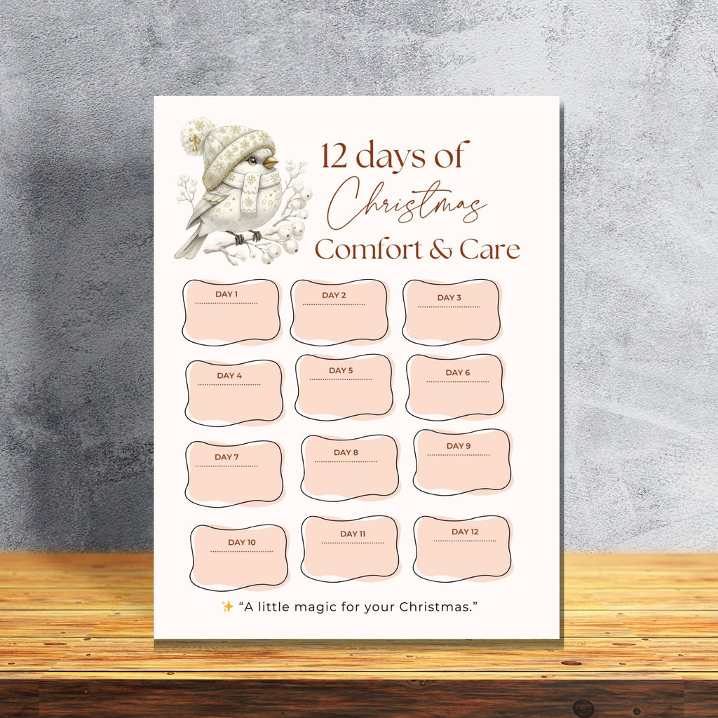12 Days of Christmas Comfort & Care – One-Page Planner | 8.5×11" Printable PDF