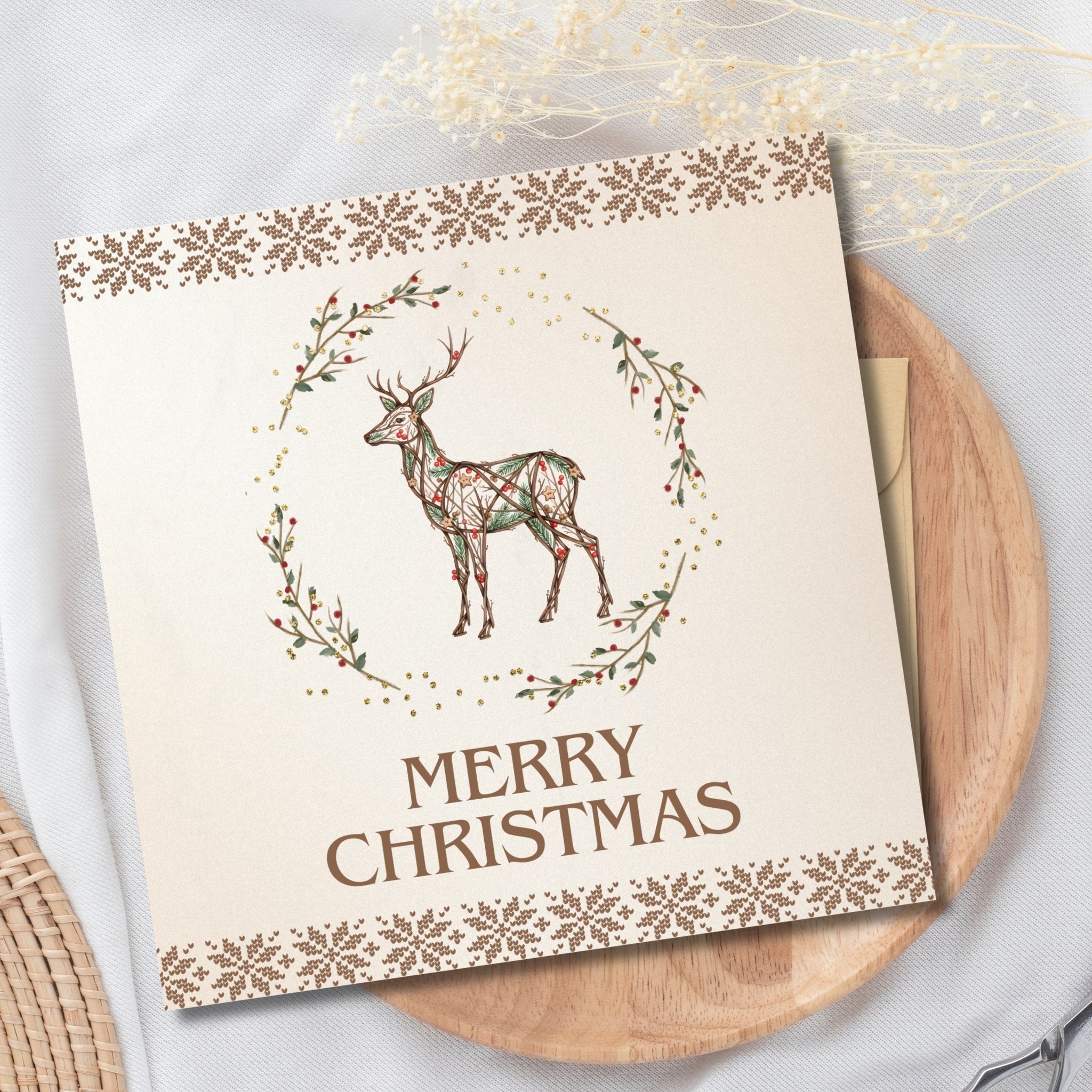 Rustic Christmas Square Card Set – 6x6, 5x5 & 4x4 Inch Printable Cards