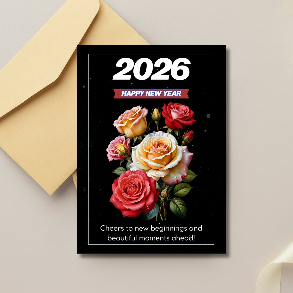 New Year 2026 Printable Card 5×7” – Instant Download PDF