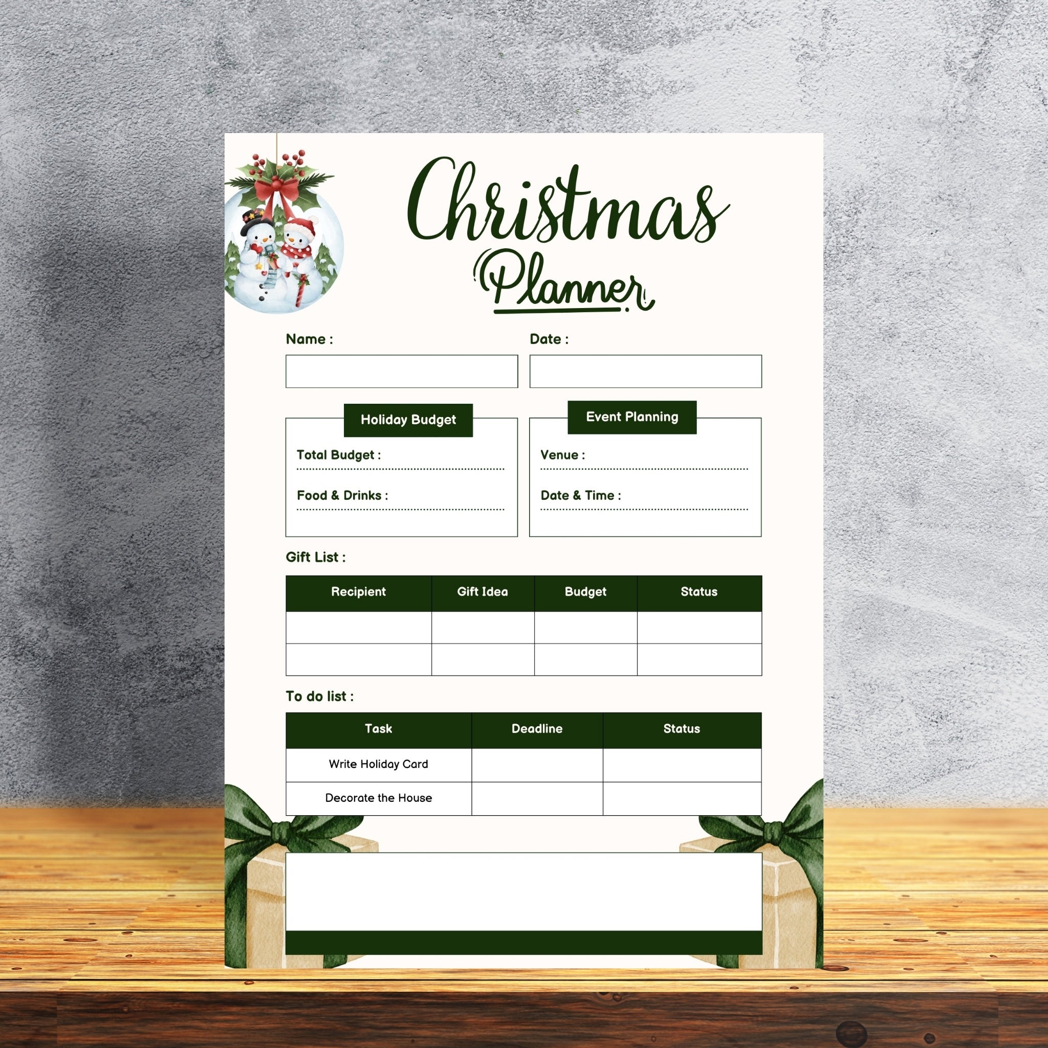 Christmas Planner 8.5x11” — Holiday Organizer PDF