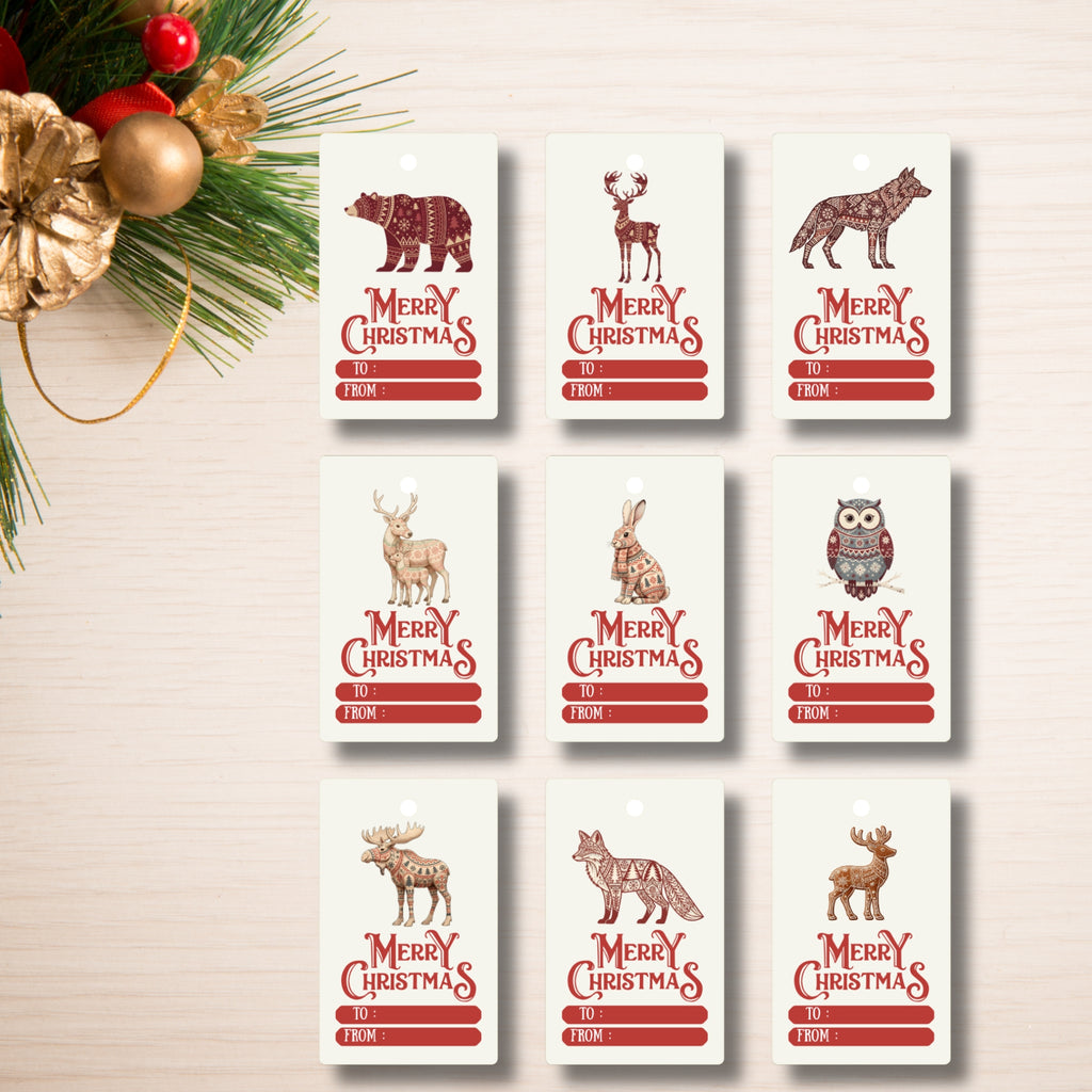 Christmas Gift Tags Printable | 9 Tag Designs in One PDF