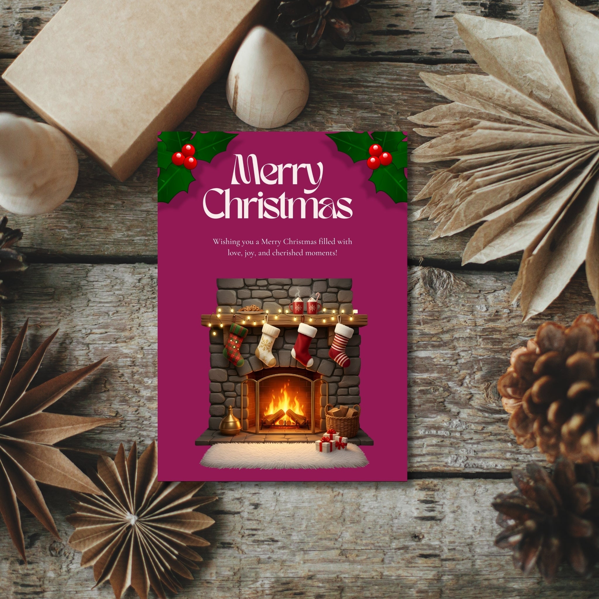 Christmas greeting card printable 5 by 7 festive design