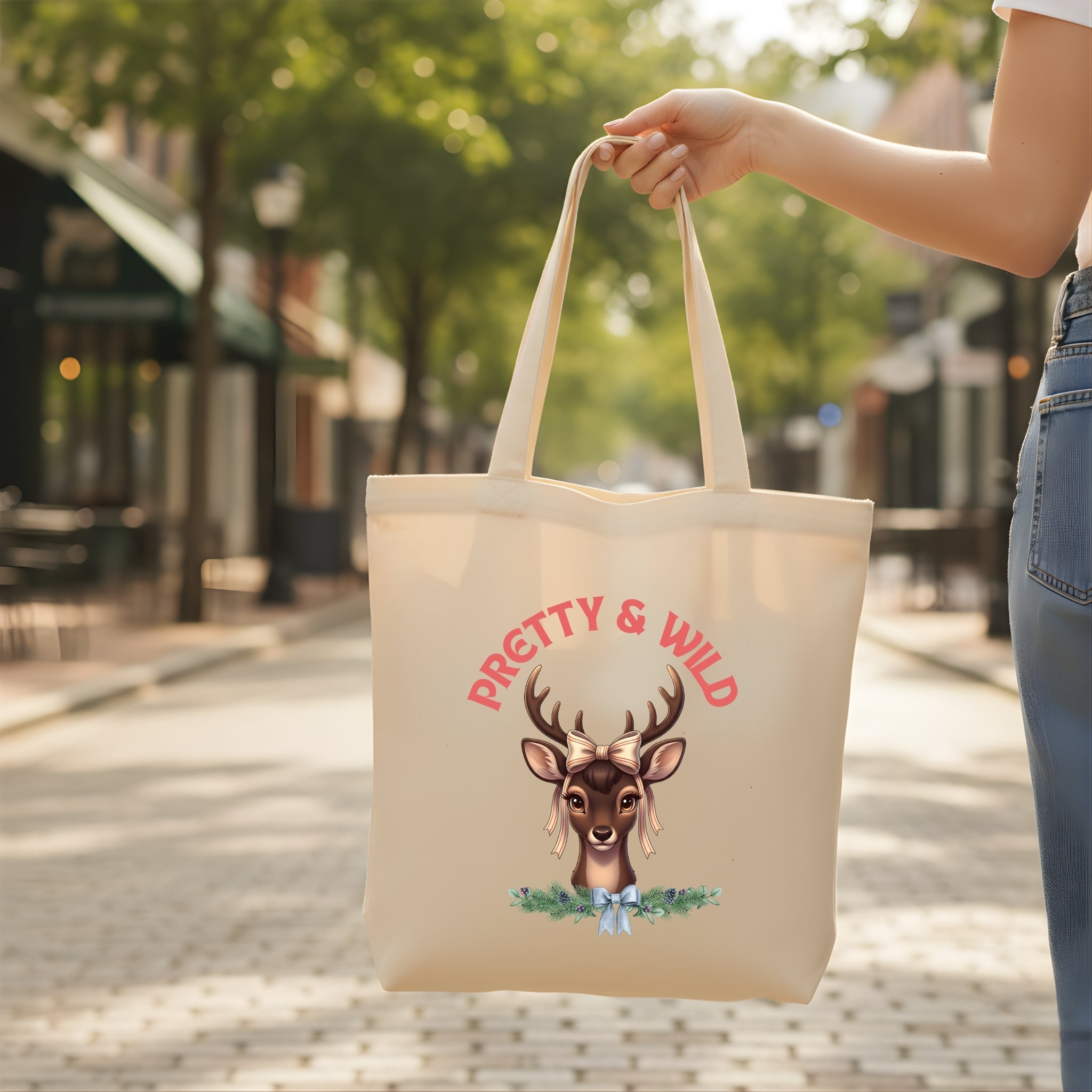 digital tote bag design Merry Bright Christmas