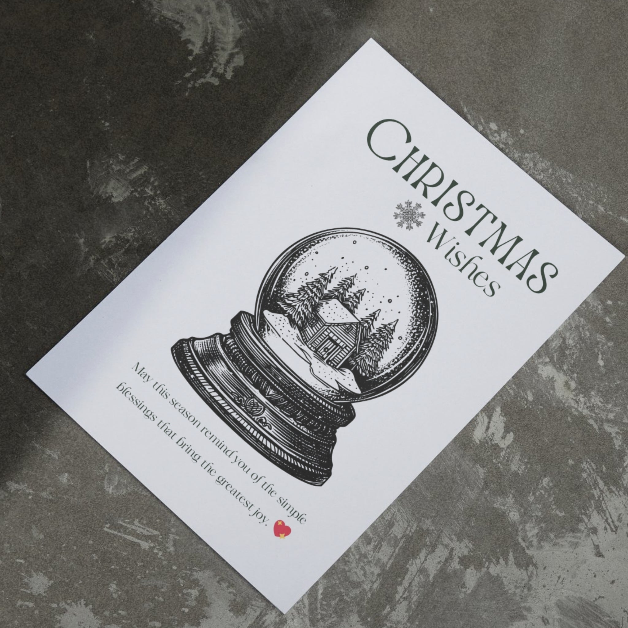 Merry Christmas 5x7 printable greeting card holiday design