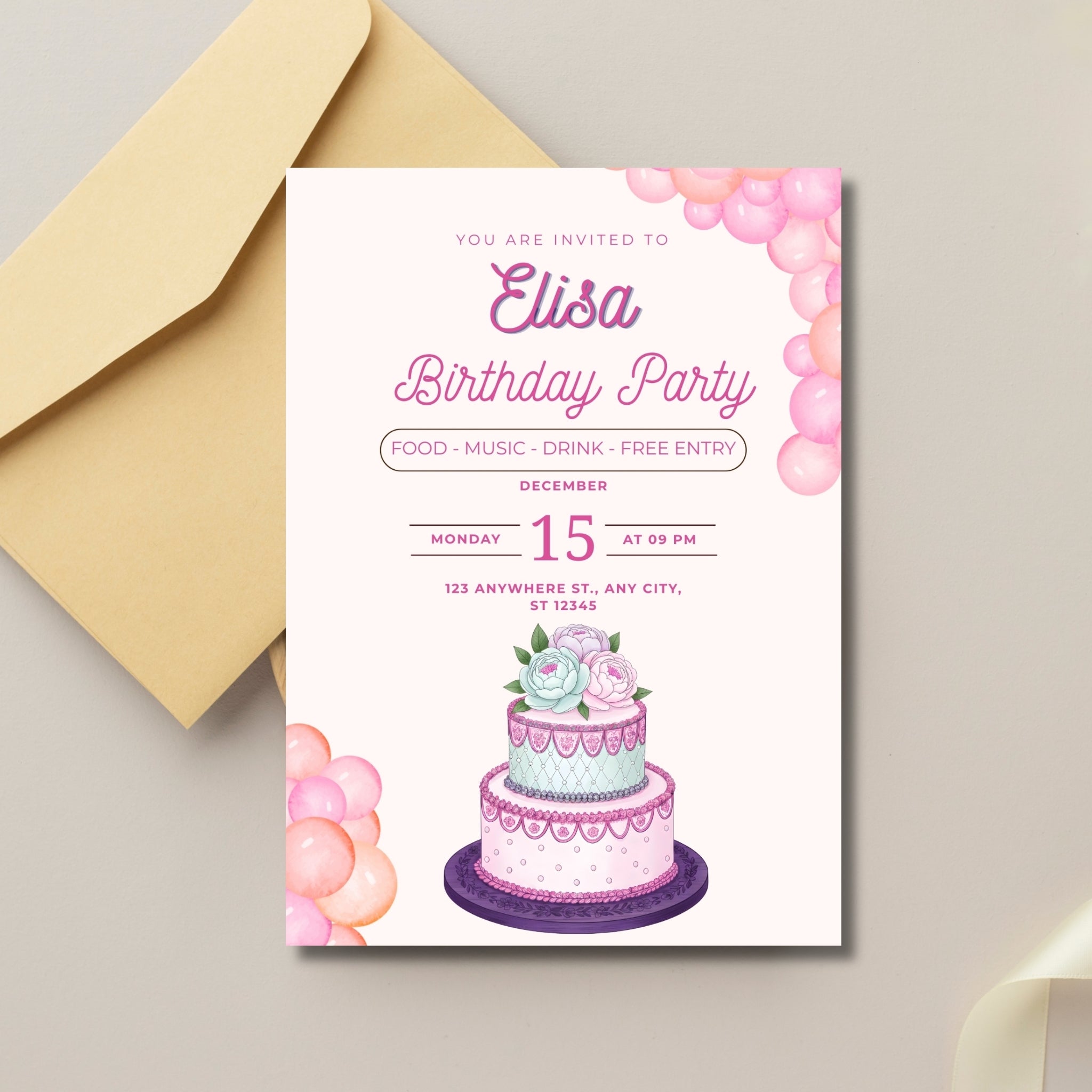 🎉 Birthday Invitation – Editable Canva Template