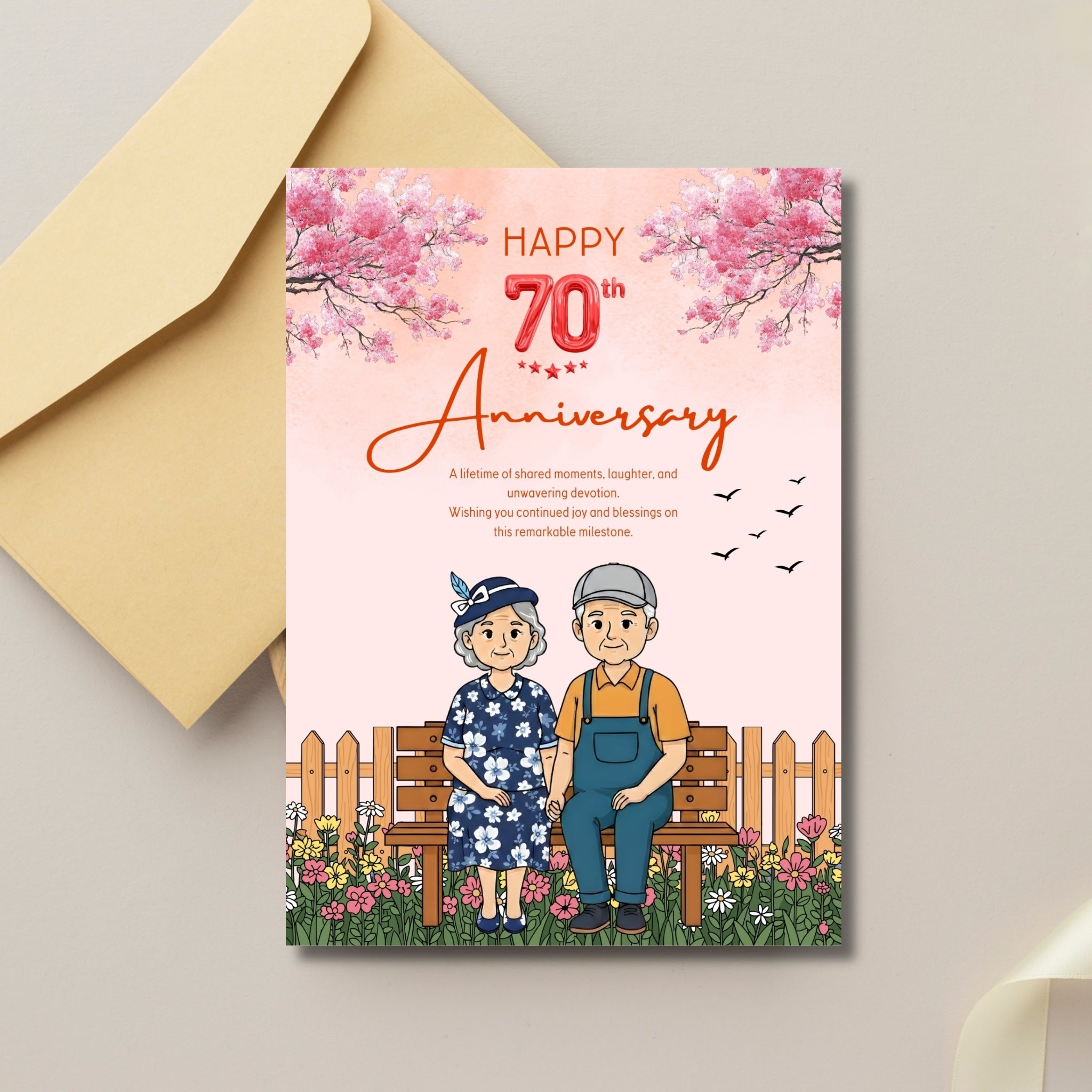 🎉 70th Anniversary Card – Digital Download (5×7 PDF)