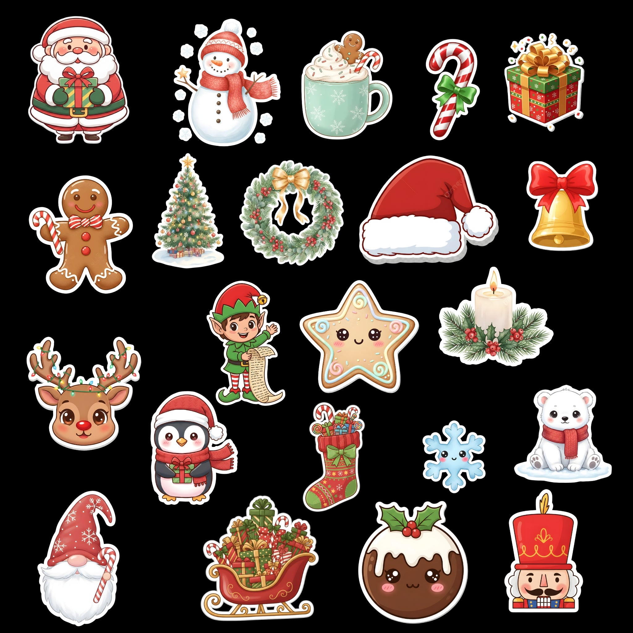digital Christmas sticker pack PNG download