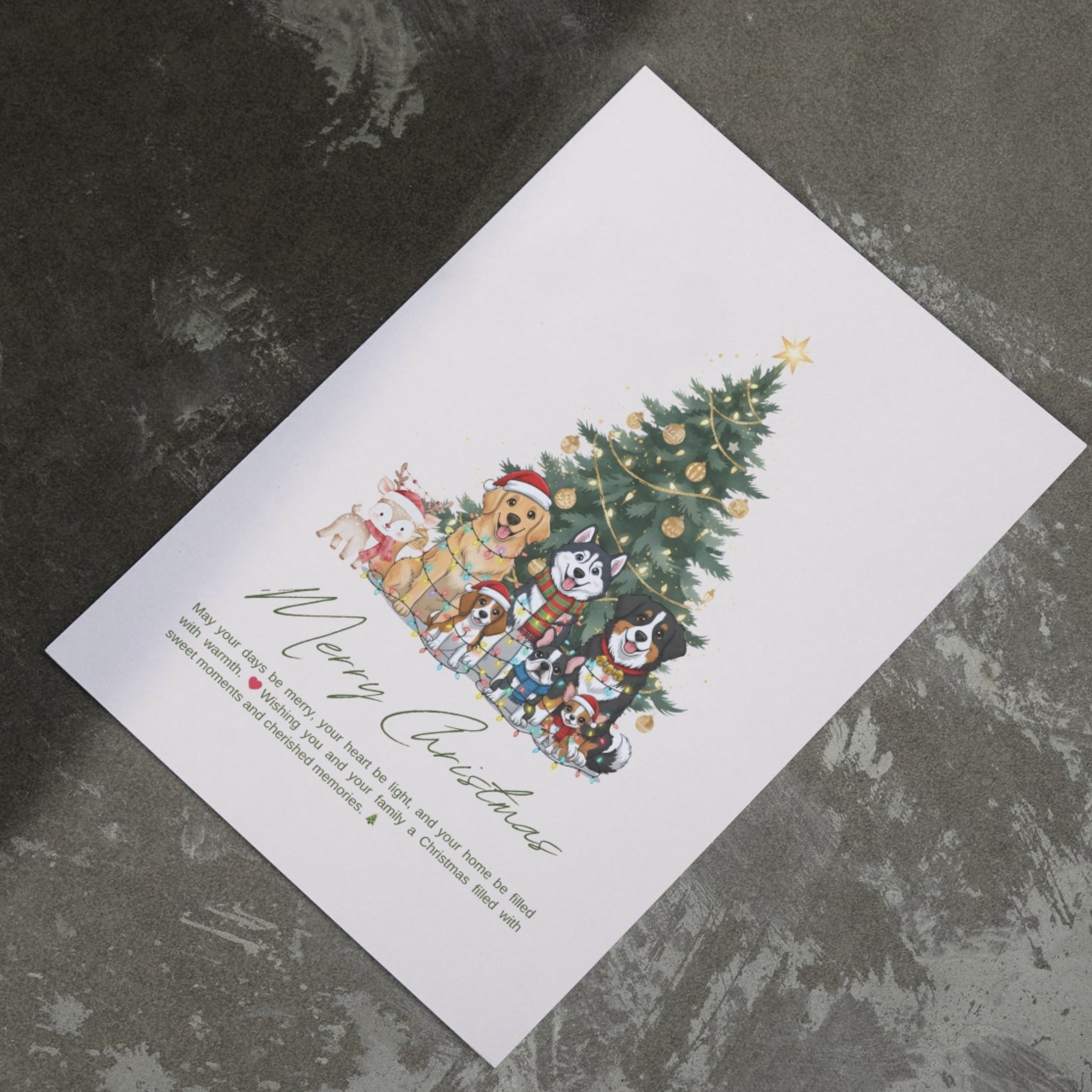 Merry Christmas greeting card 5x7 printable digital download