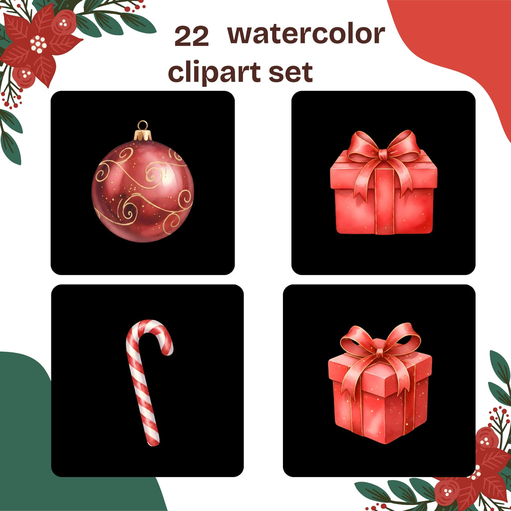 festive wreath watercolor illustration holiday clipart