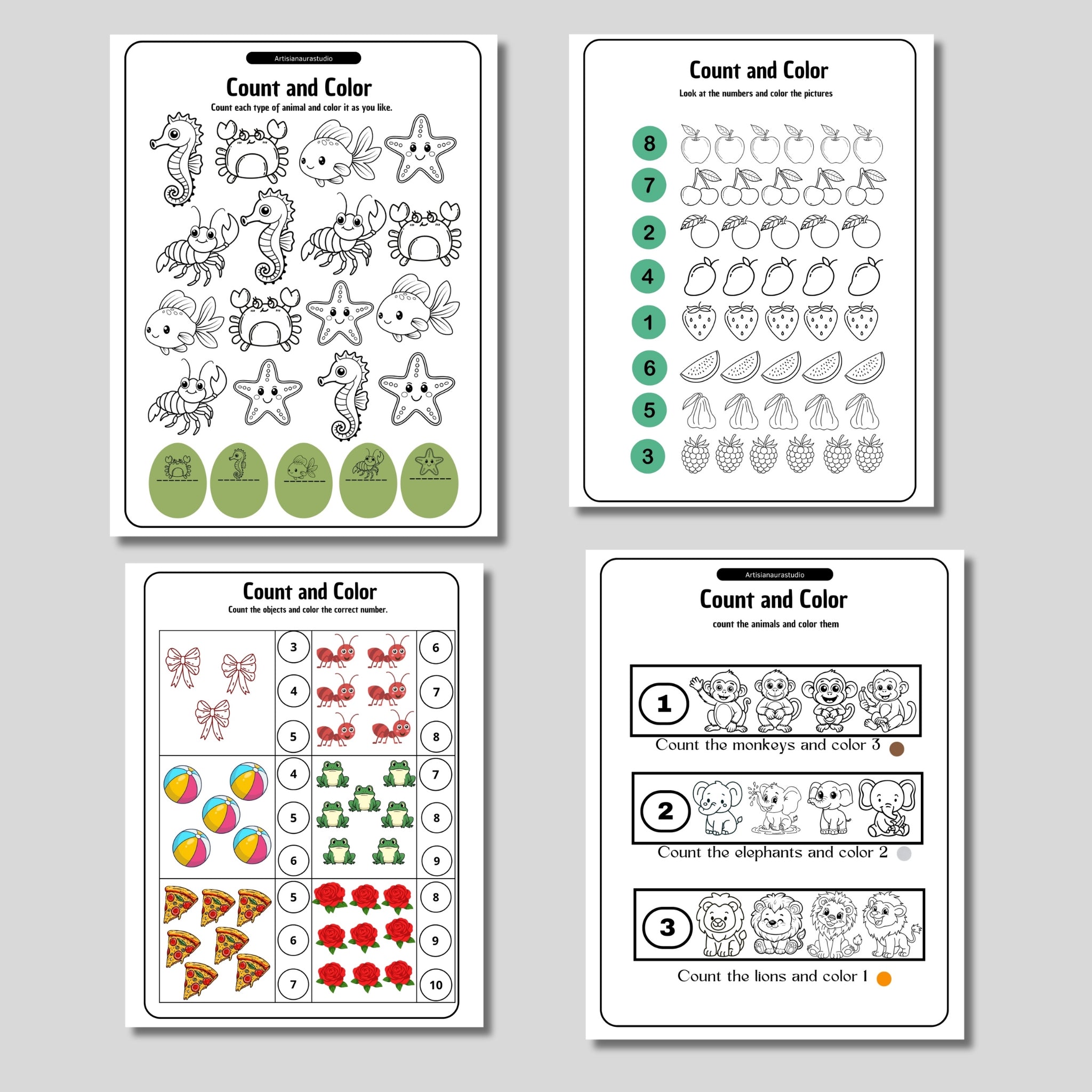 Count & Color Activity Book for Kids | Printable Counting Coloring Pages
