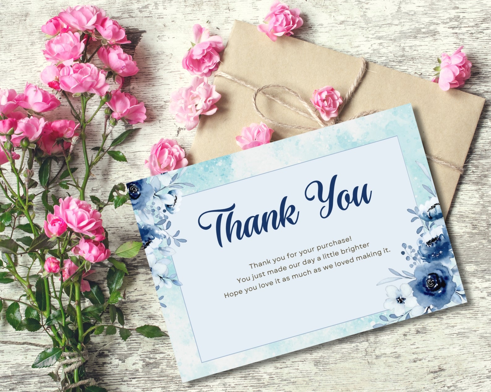 printable thank you card 5x3.5 elegant design