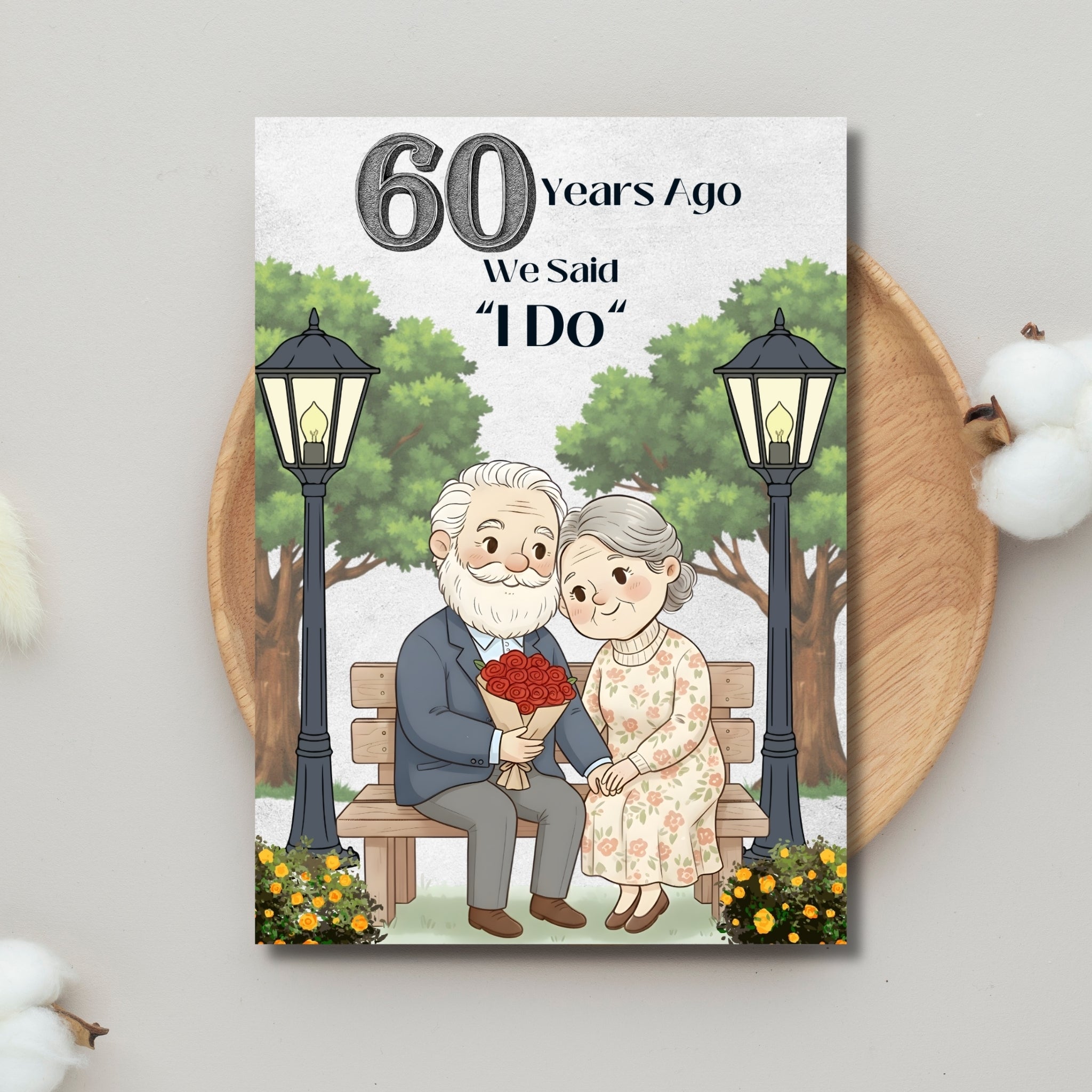 🎉 60th Anniversary Card – Digital Download (5×7 PDF)