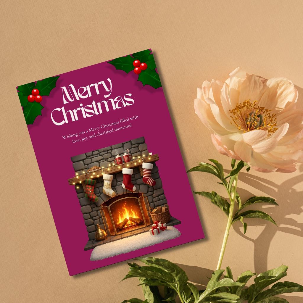 Christmas greeting card printable 5 by 7 festive design