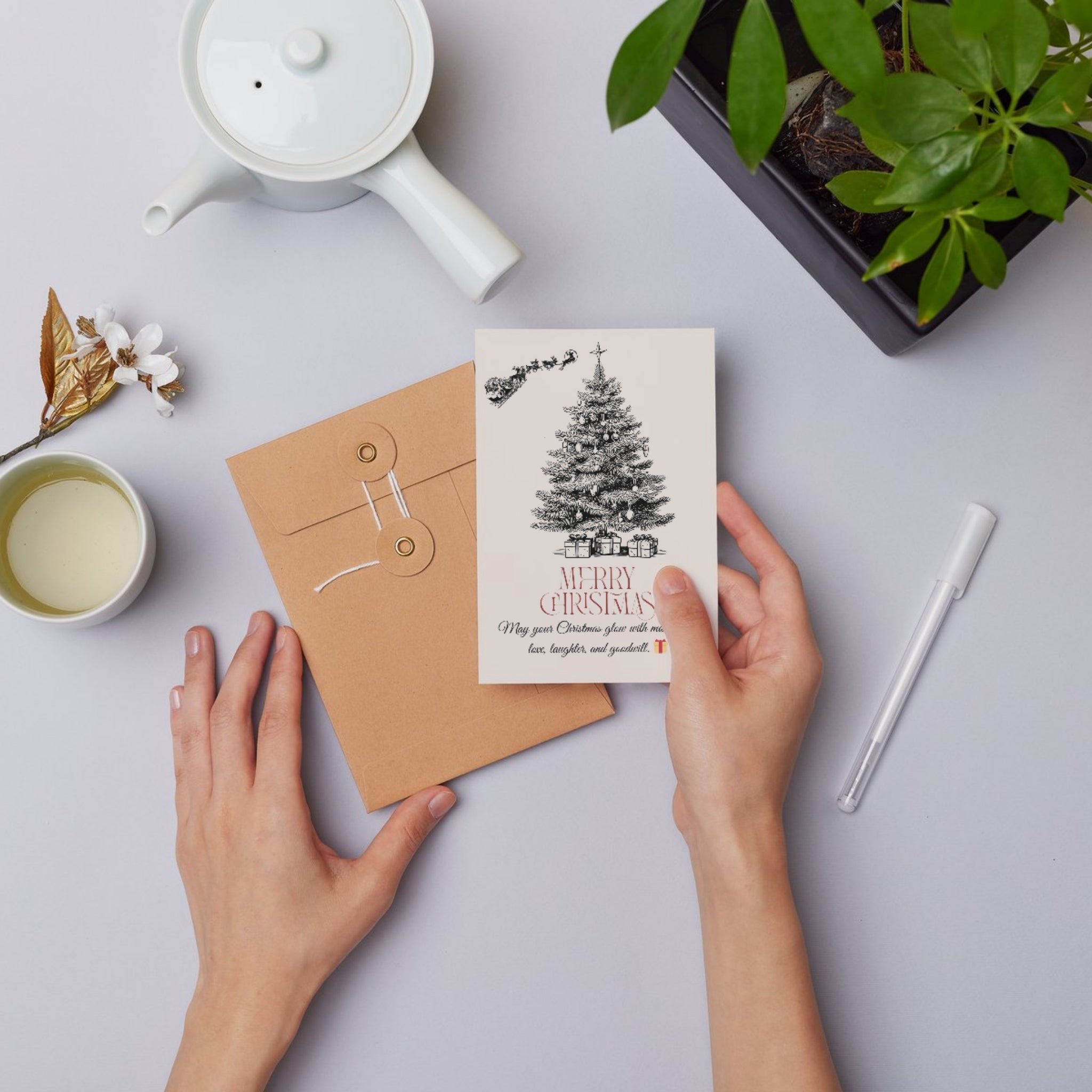 Merry Christmas card template 5x7 printable PDF