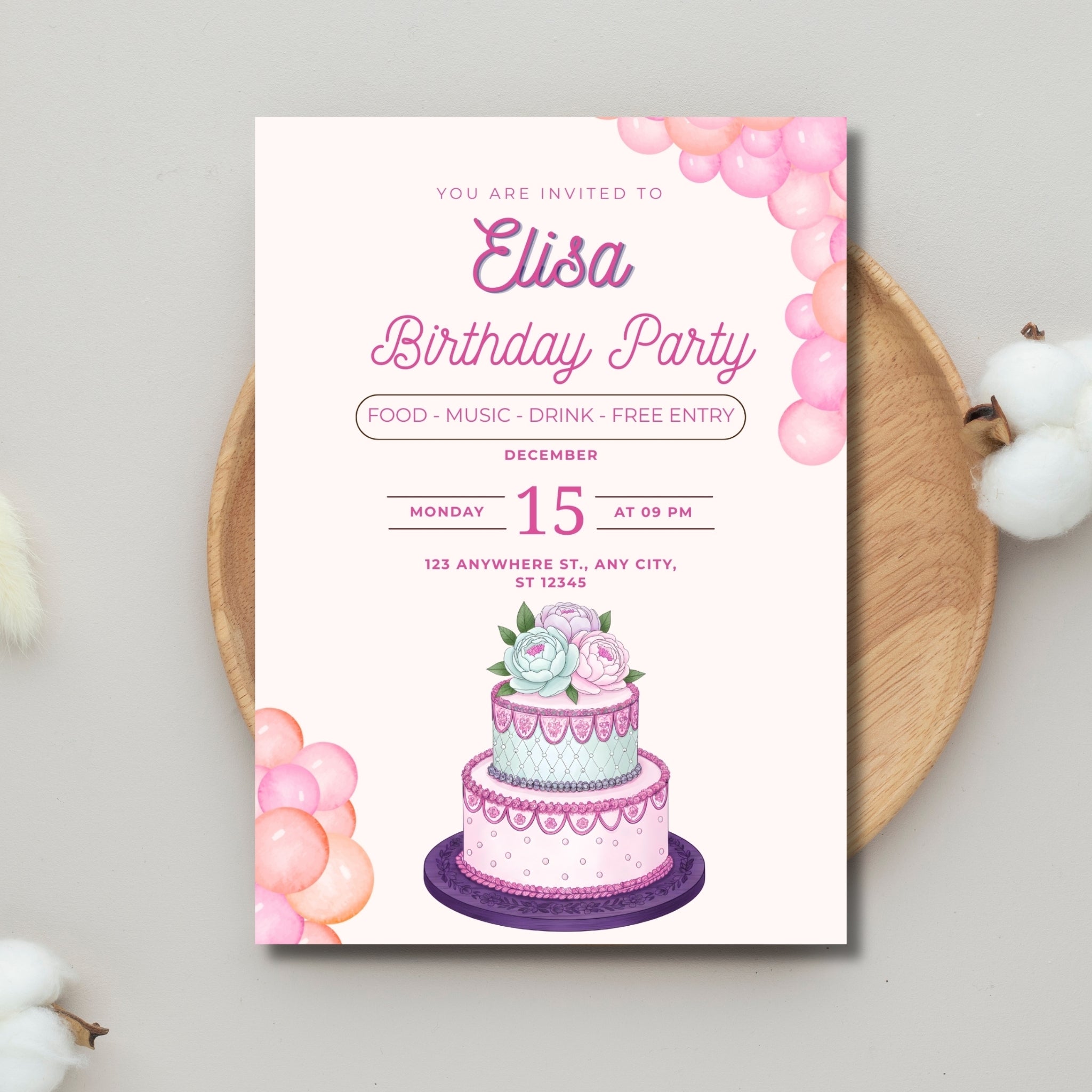 🎉 Birthday Invitation – Editable Canva Template