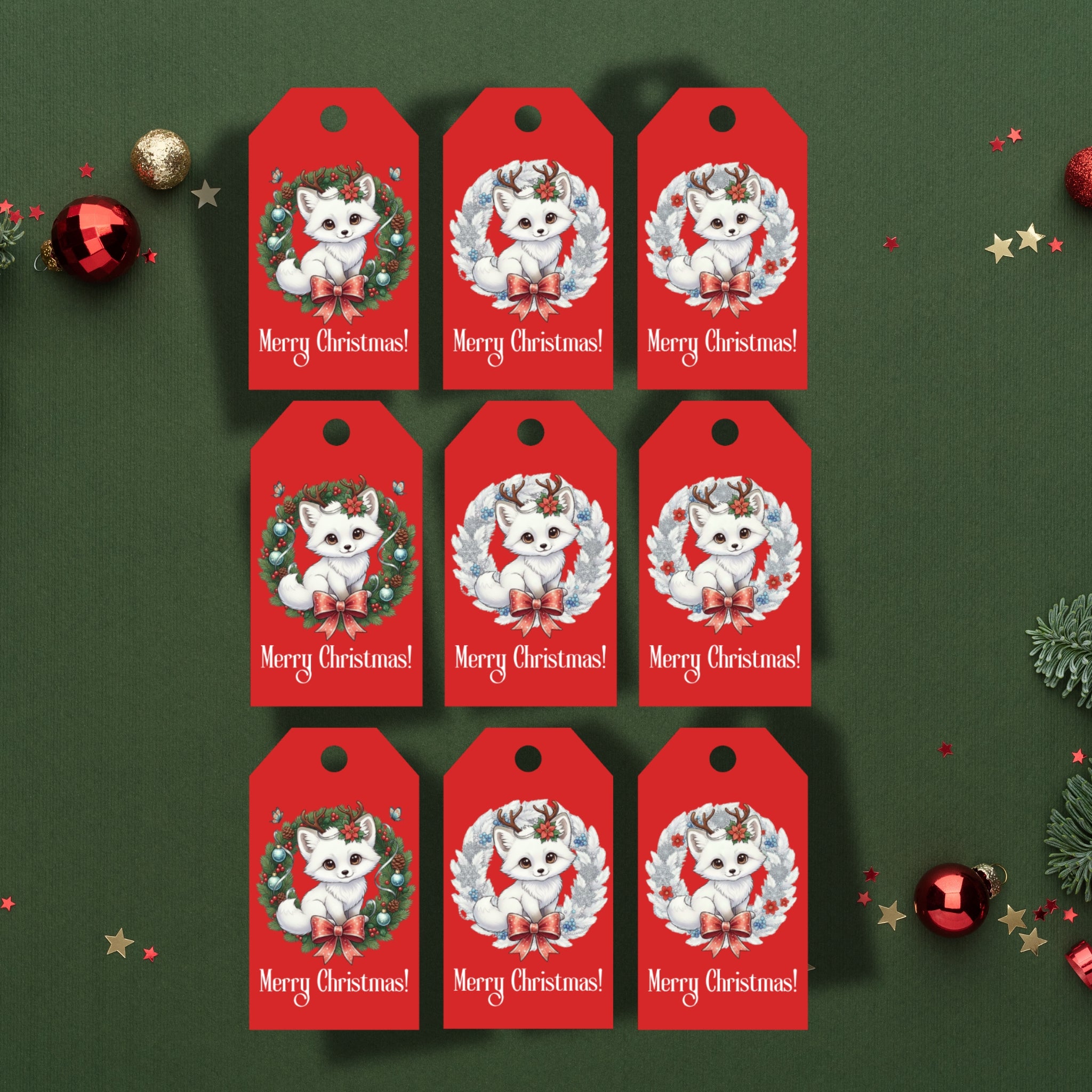 Festive Gift Tags Printable — Set of 9 Festive Designs (PDF)